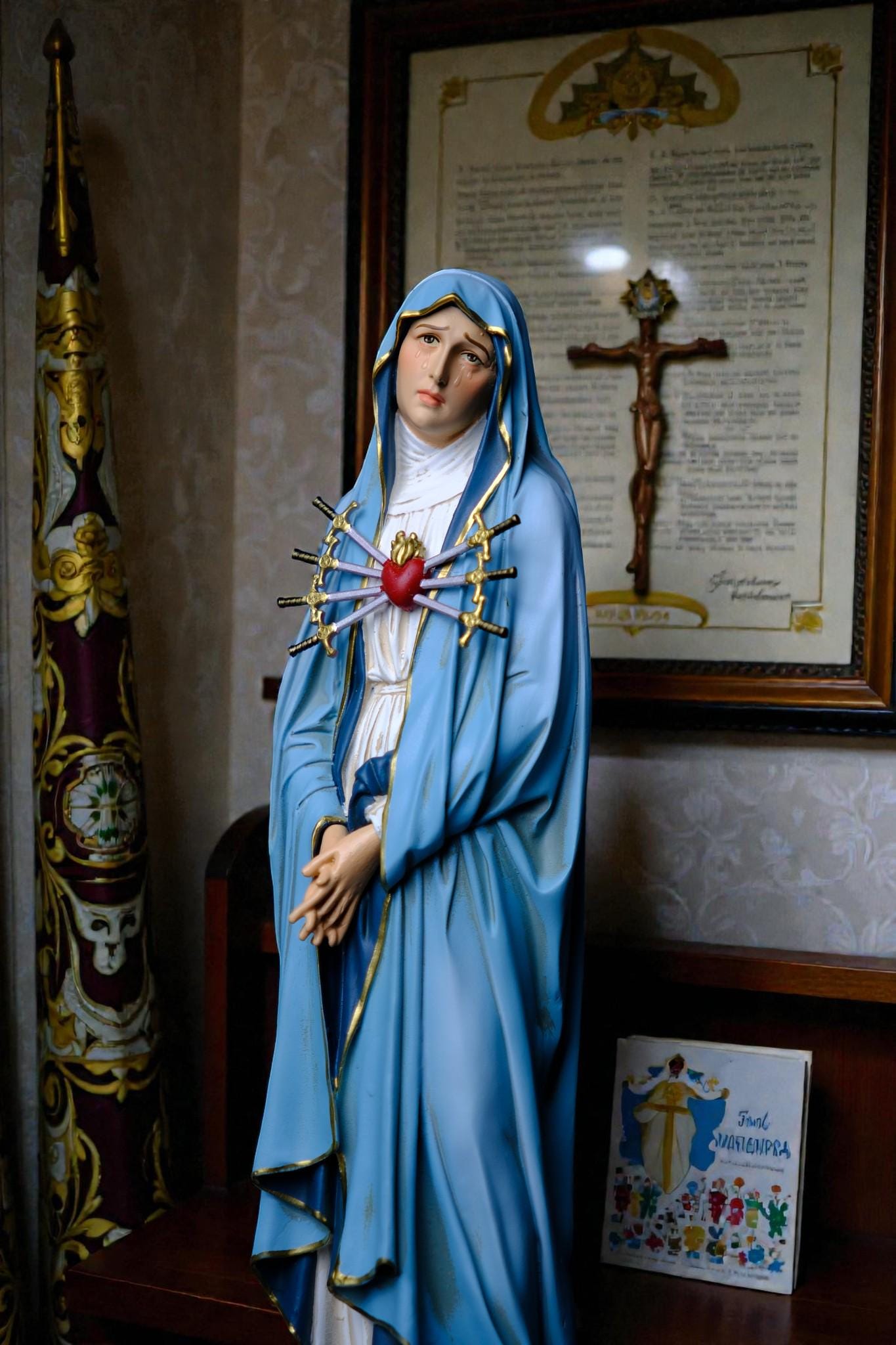 Hand-Painted Our Lady of Sorrows Statue | 30cm Catholic Decor (etsy image id: 7611396414)
