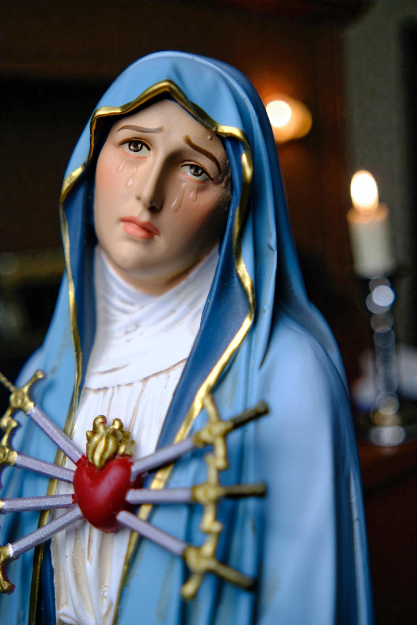 Hand-Painted Our Lady of Sorrows Statue | 30cm Catholic Decor (etsy image id: 7611396424)
