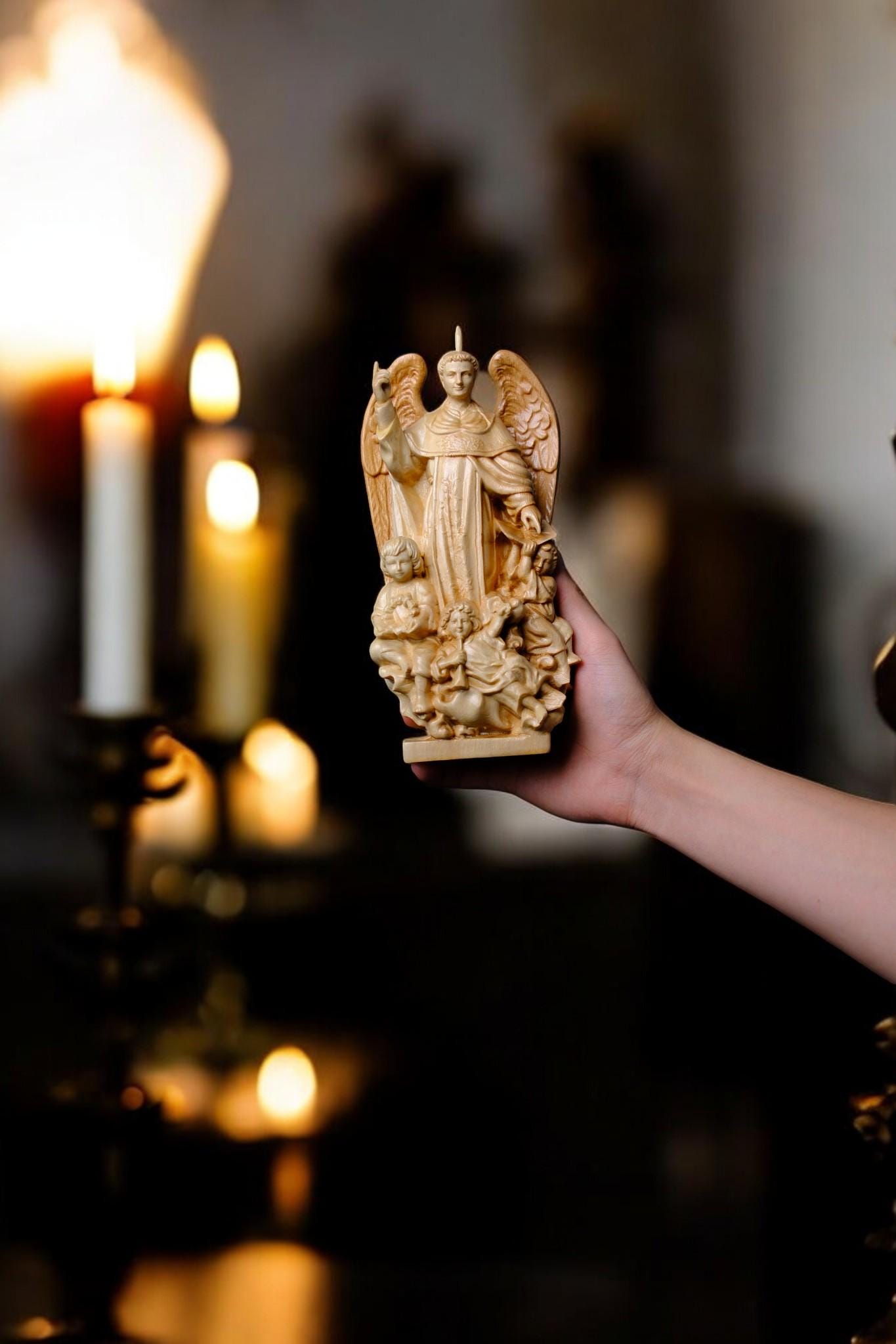 Saint Vincent Wooden Statue Catholic Handcrafted Beech Wood Saint Figure Home Altar Prayer Decor Religious Gift (etsy image id: 7627688223)
