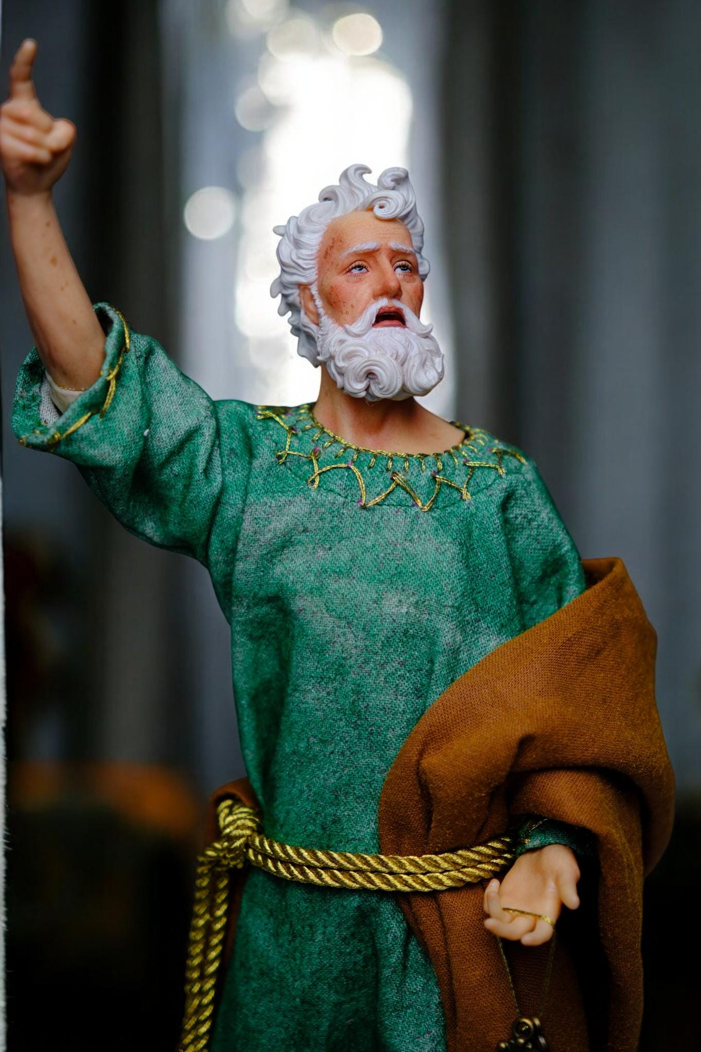Handmade Saint Peter Statue - 35cm Catholic Figurine with Real Fabric Robe (etsy image id: 7651529377)