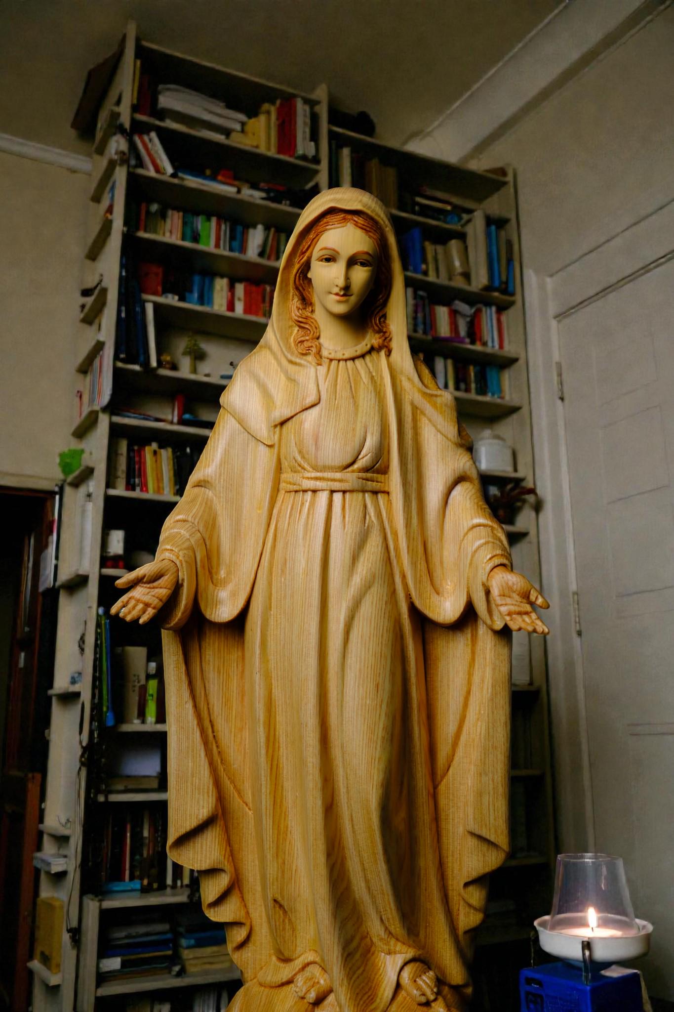 Hand Carved Wooden Our Lady of Grace Statue, Catholic Home Altar Decor (40cm/15.7in) (etsy image id: 7655187383)