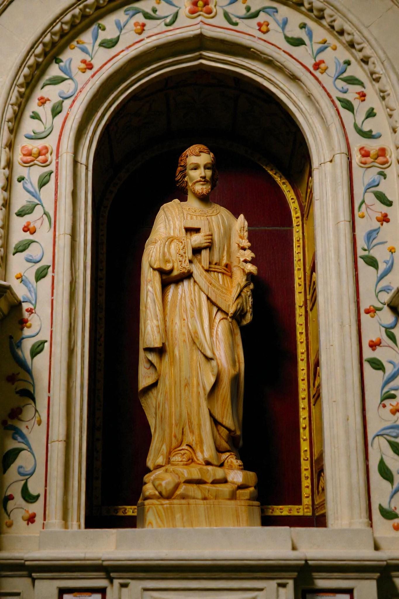 Hand-Carved Saint Joseph Statue, 40cm Po Mu Wood Catholic Figurine (etsy image id: 7655865669)