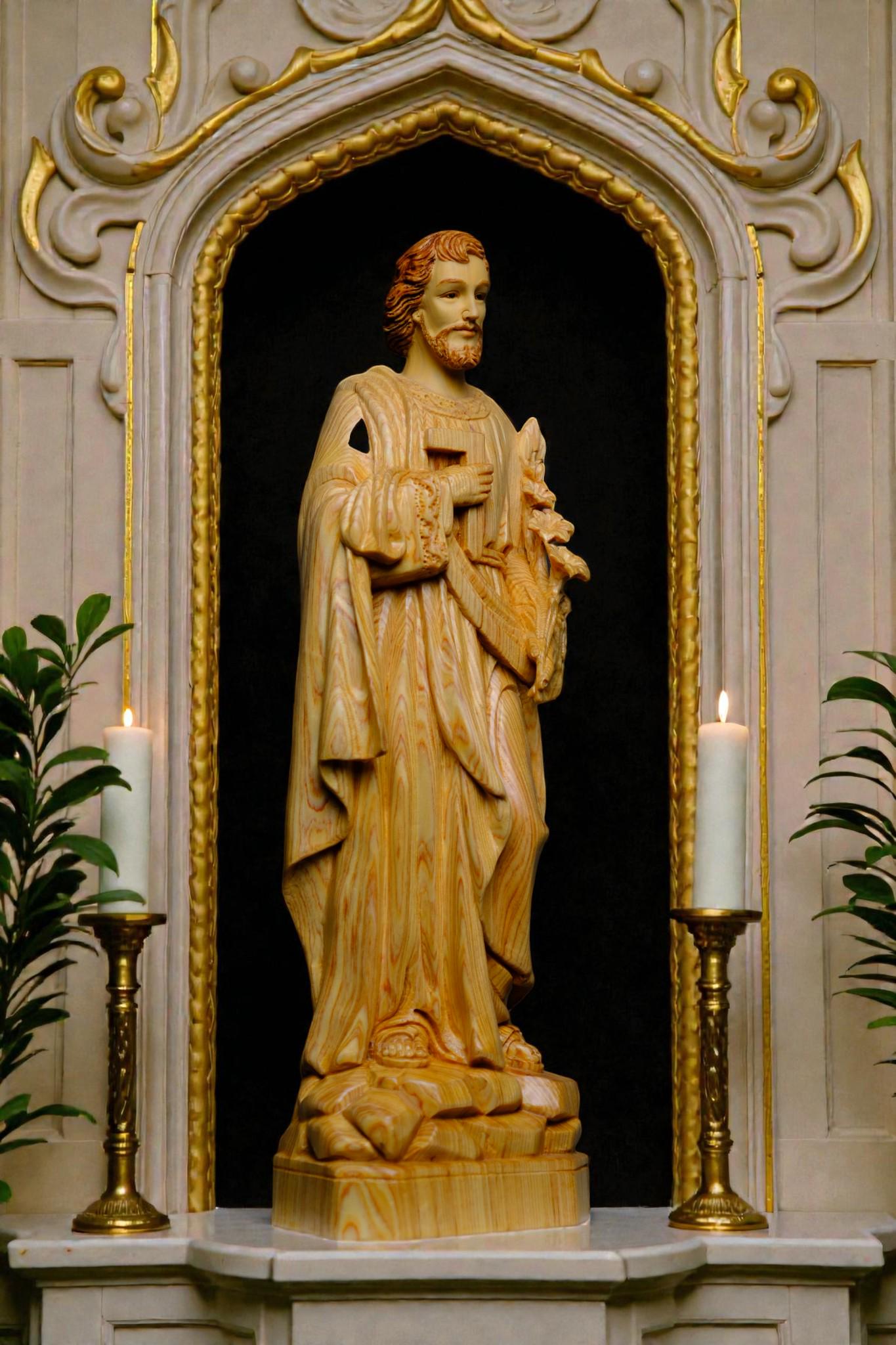 Hand-Carved Saint Joseph Statue, 40cm Po Mu Wood Catholic Figurine (etsy image id: 7655865675)