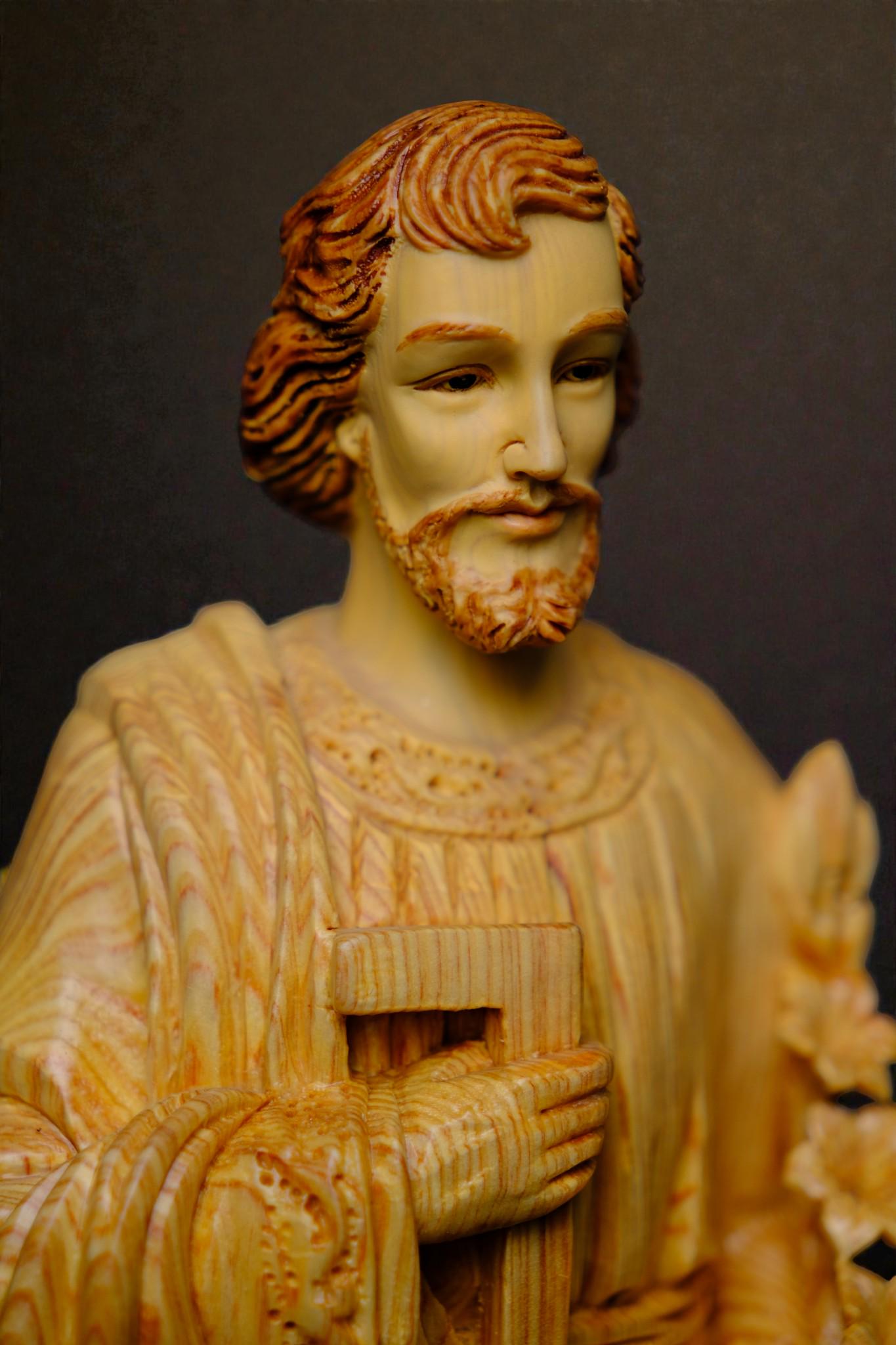 Hand-Carved Saint Joseph Statue, 40cm Po Mu Wood Catholic Figurine (etsy image id: 7655865701)