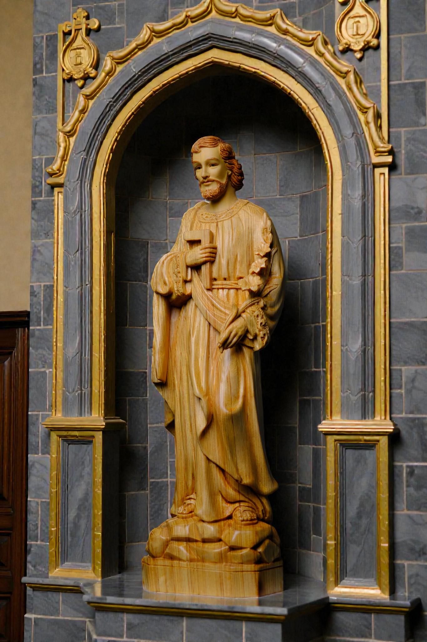 Hand-Carved Saint Joseph Statue, 40cm Po Mu Wood Catholic Figurine (etsy image id: 7655865703)