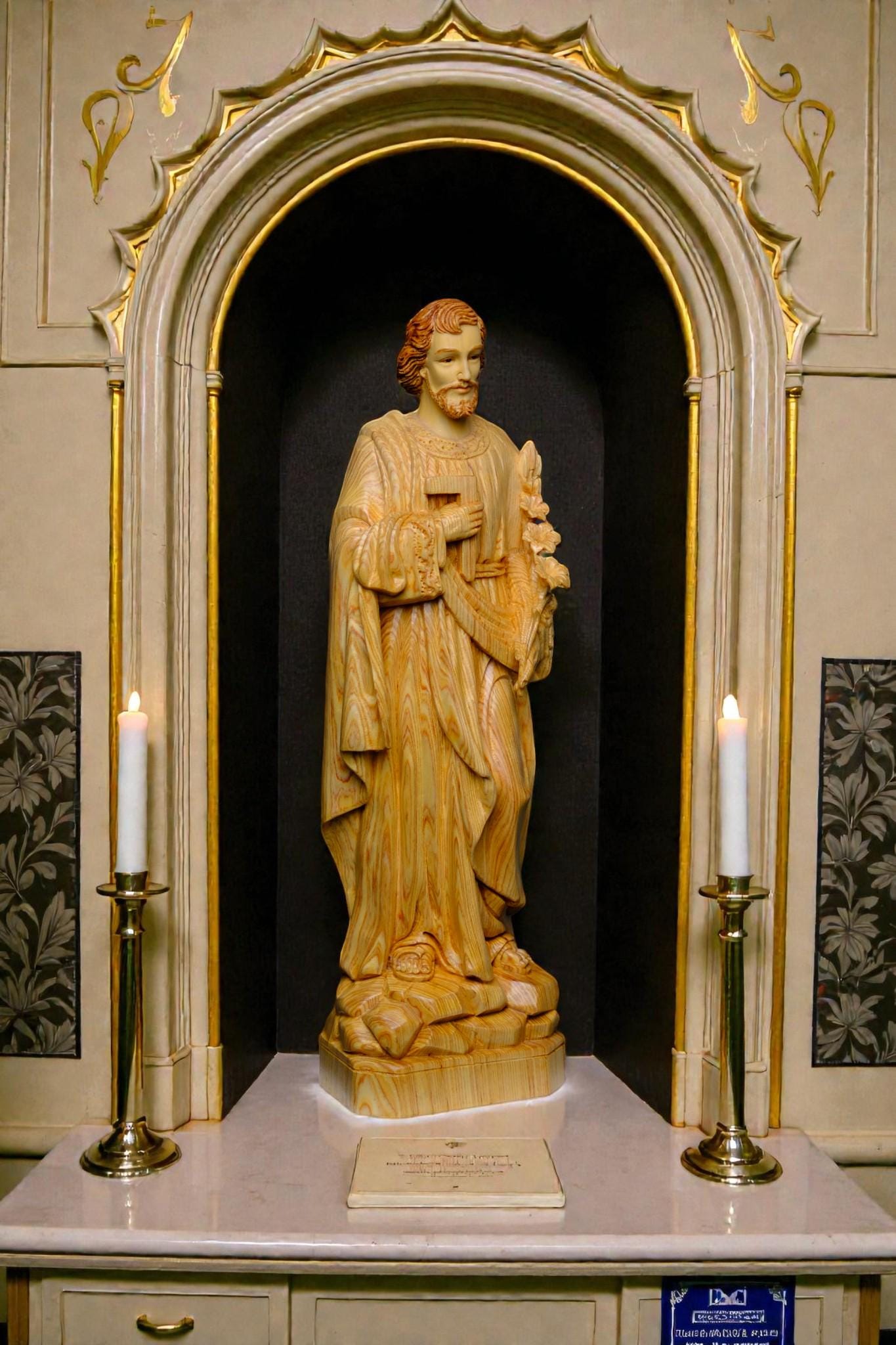 Hand-Carved Saint Joseph Statue, 40cm Po Mu Wood Catholic Figurine (etsy image id: 7655872557)