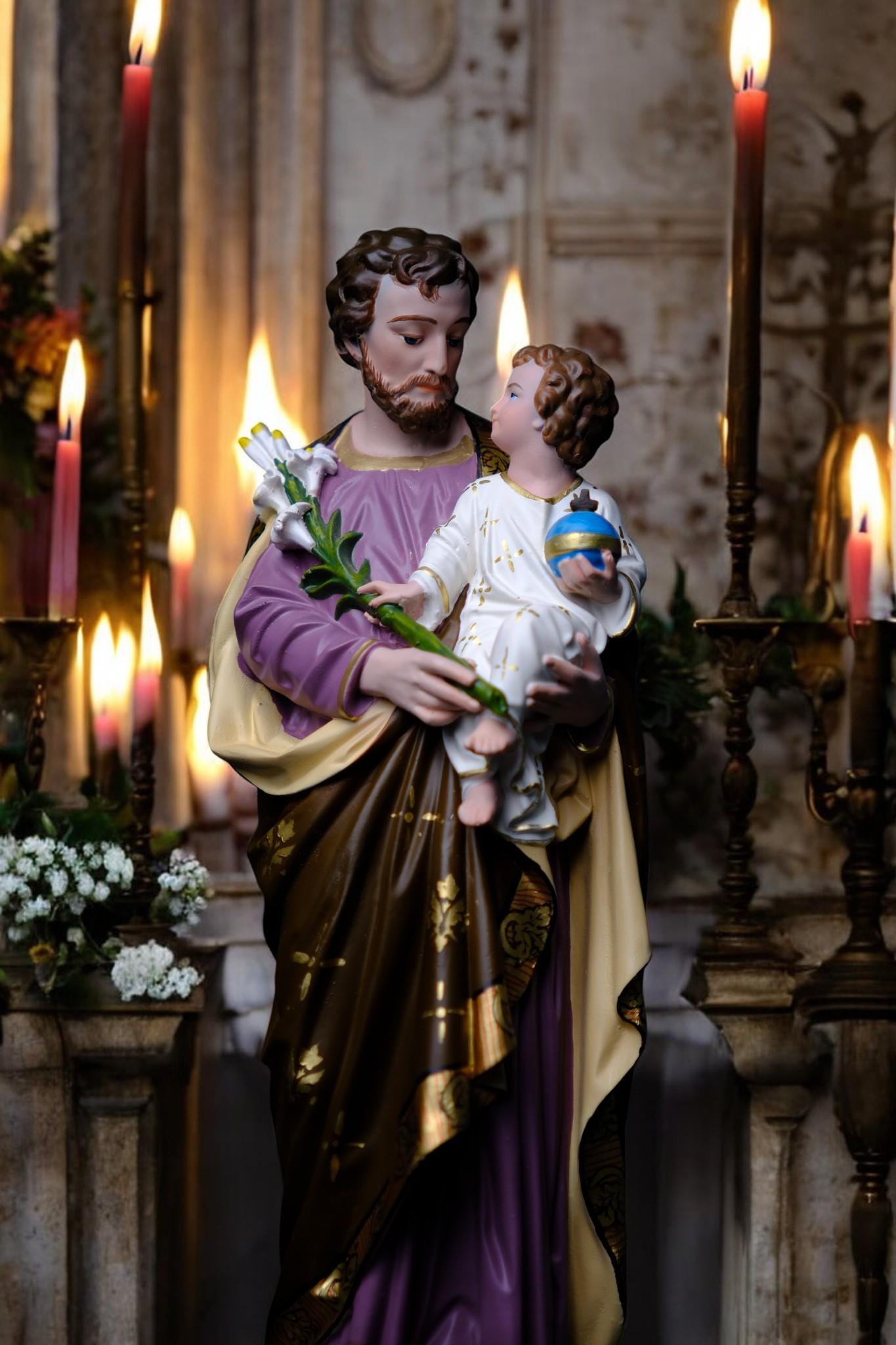 Hand-Painted Saint Joseph Statue | Catholic Home Altar Decor (30cm, 11.8in ) (etsy image id: 7659134839)