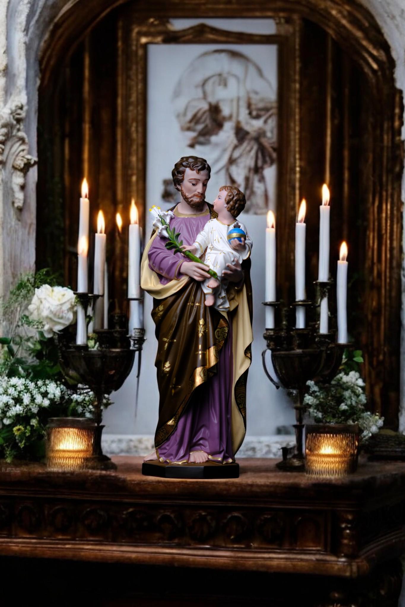 Hand-Painted Saint Joseph Statue | Catholic Home Altar Decor (30cm, 11.8in ) (etsy image id: 7659135065)