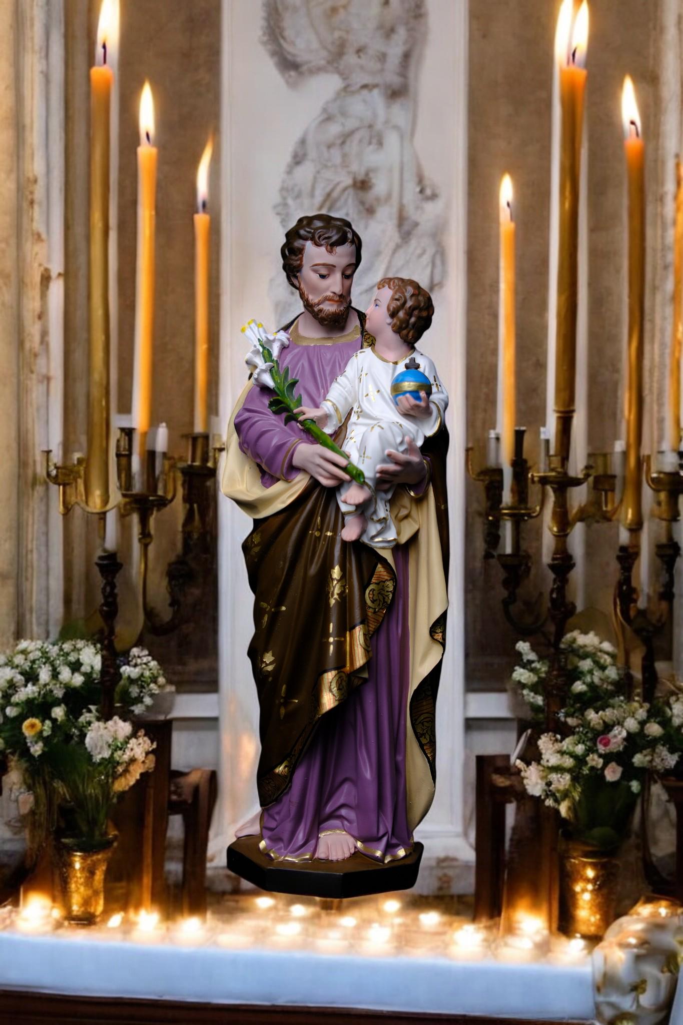 Hand-Painted Saint Joseph Statue | Catholic Home Altar Decor (30cm, 11.8in ) (etsy image id: 7659136939)