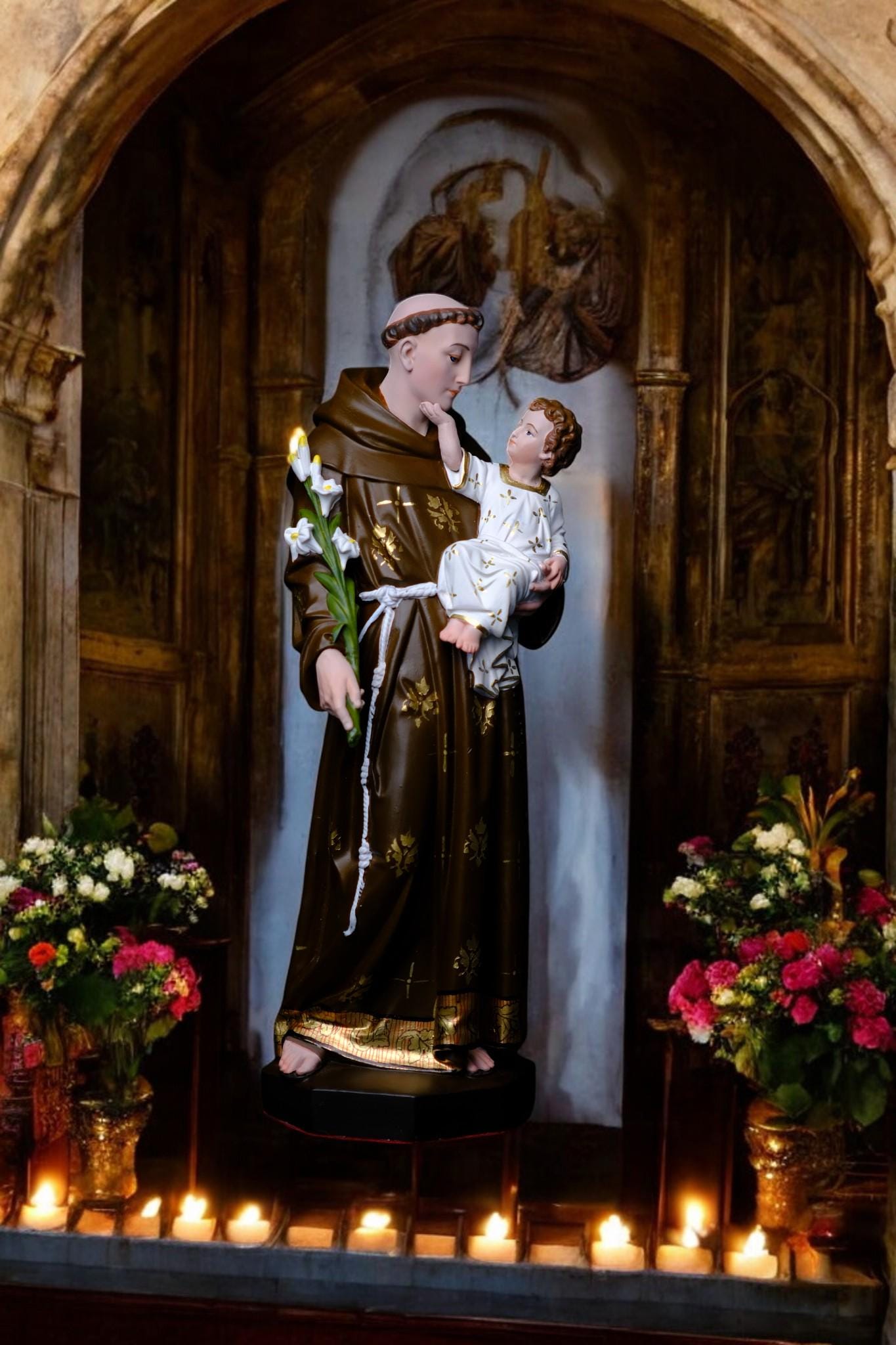 Hand-Painted Saint Anthony Statue | Catholic Home Decor (30cm) (etsy image id: 7659155451)