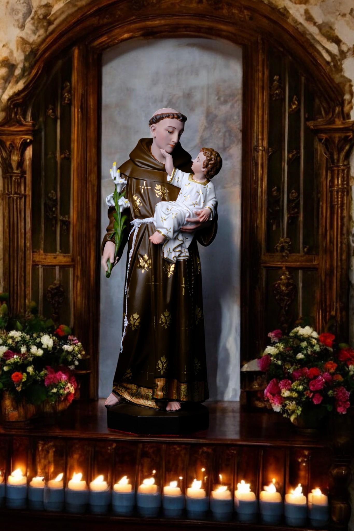 Hand-Painted Saint Anthony Statue | Catholic Home Decor (30cm) (etsy image id: 7659155611)