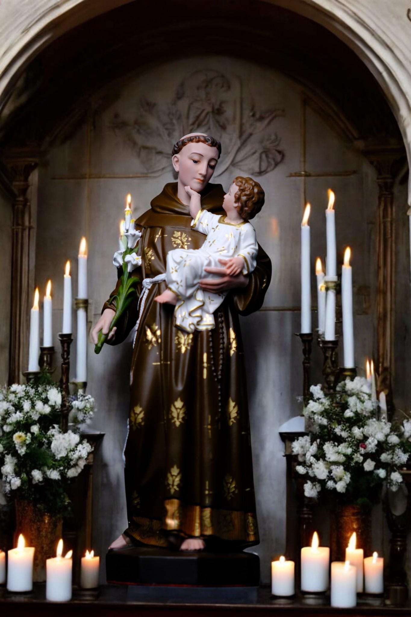 Hand-Painted Saint Anthony Statue | Catholic Home Decor (30cm) (etsy image id: 7659156409)