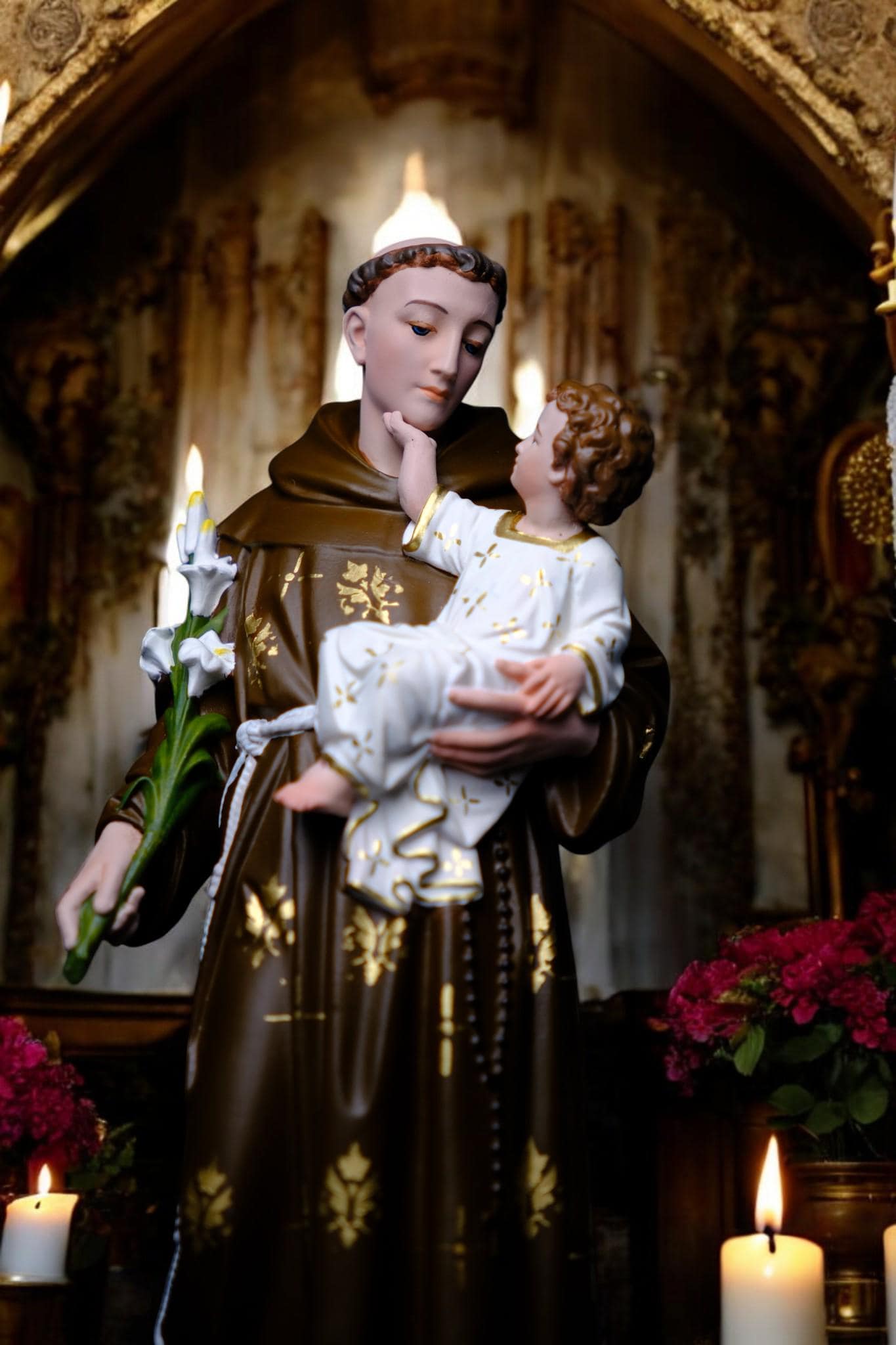 Hand-Painted Saint Anthony Statue | Catholic Home Decor (30cm) (etsy image id: 7659156413)