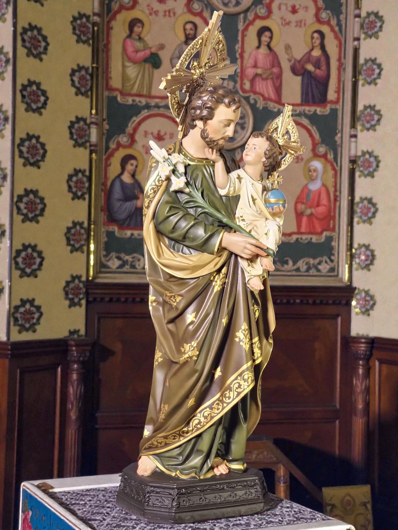 Hand-Painted Saint Joseph Lily Statue (40cm) | Catholic Home Decor (etsy image id: 7660353650)