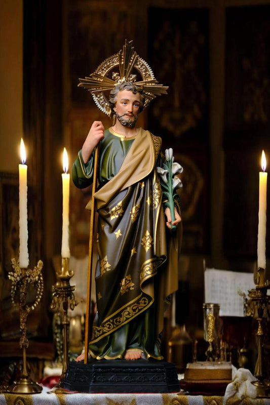 Hand-Painted Saint Joseph Lily Statue (40cm) | Catholic Home Decor (etsy image id: 7689538729)