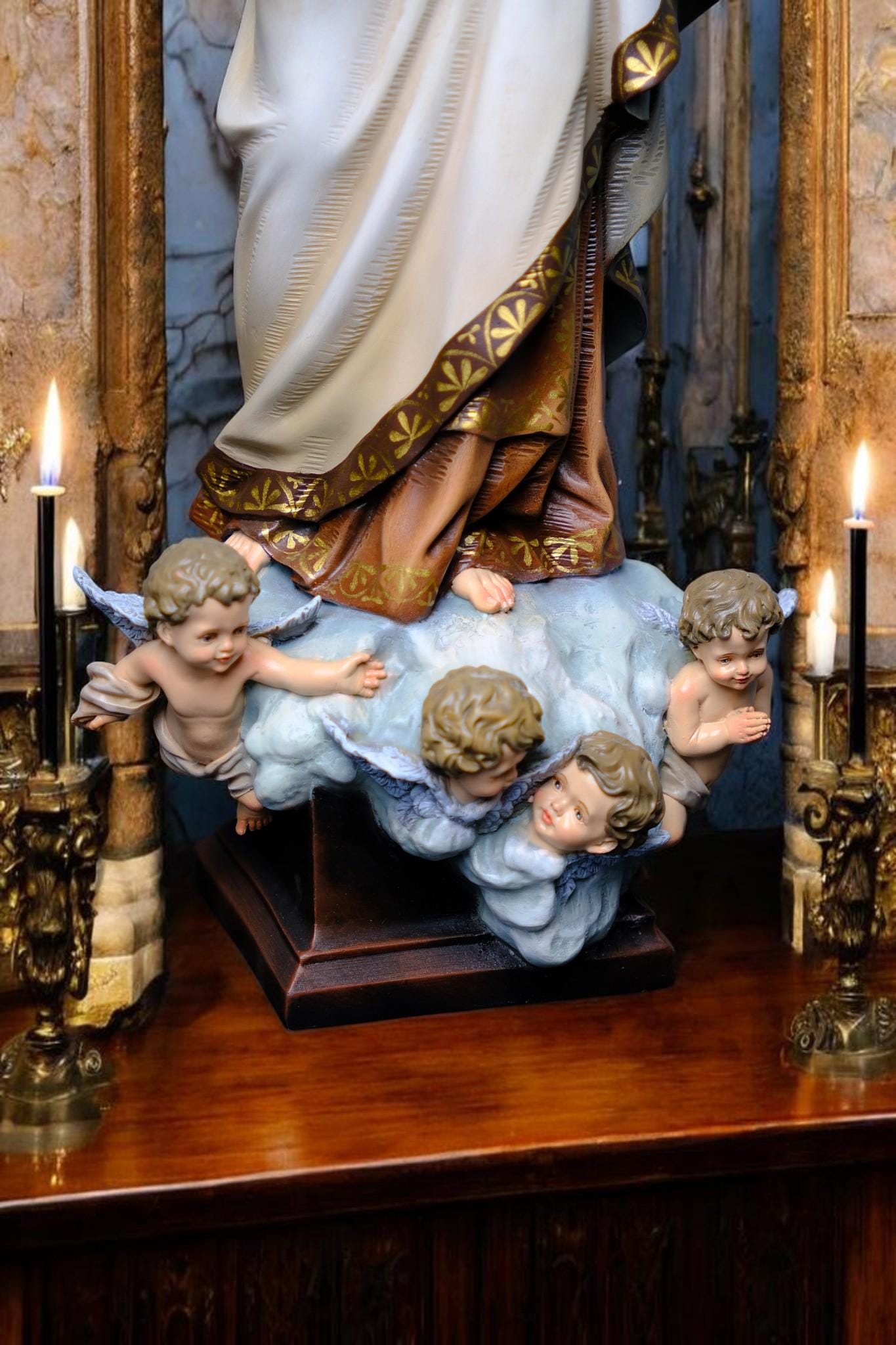 Handmade Our Lady of Mount Carmel Statue: Antique-Style Catholic Decor __etsy:7704695103