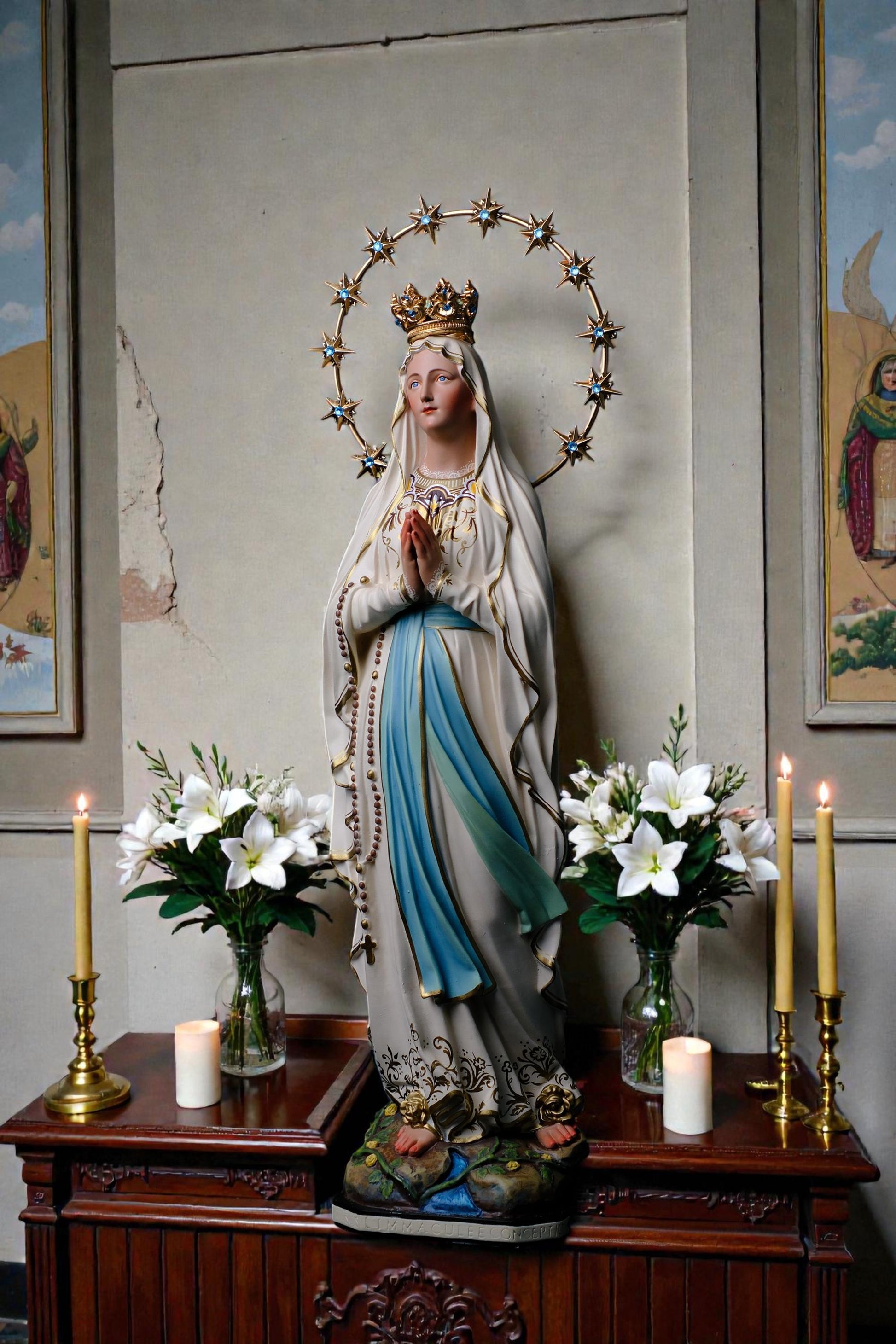 Hand-Painted Our Lady of Lourdes Statue 60cm Catholic Home Altar Decor (etsy image id: 7816736688)