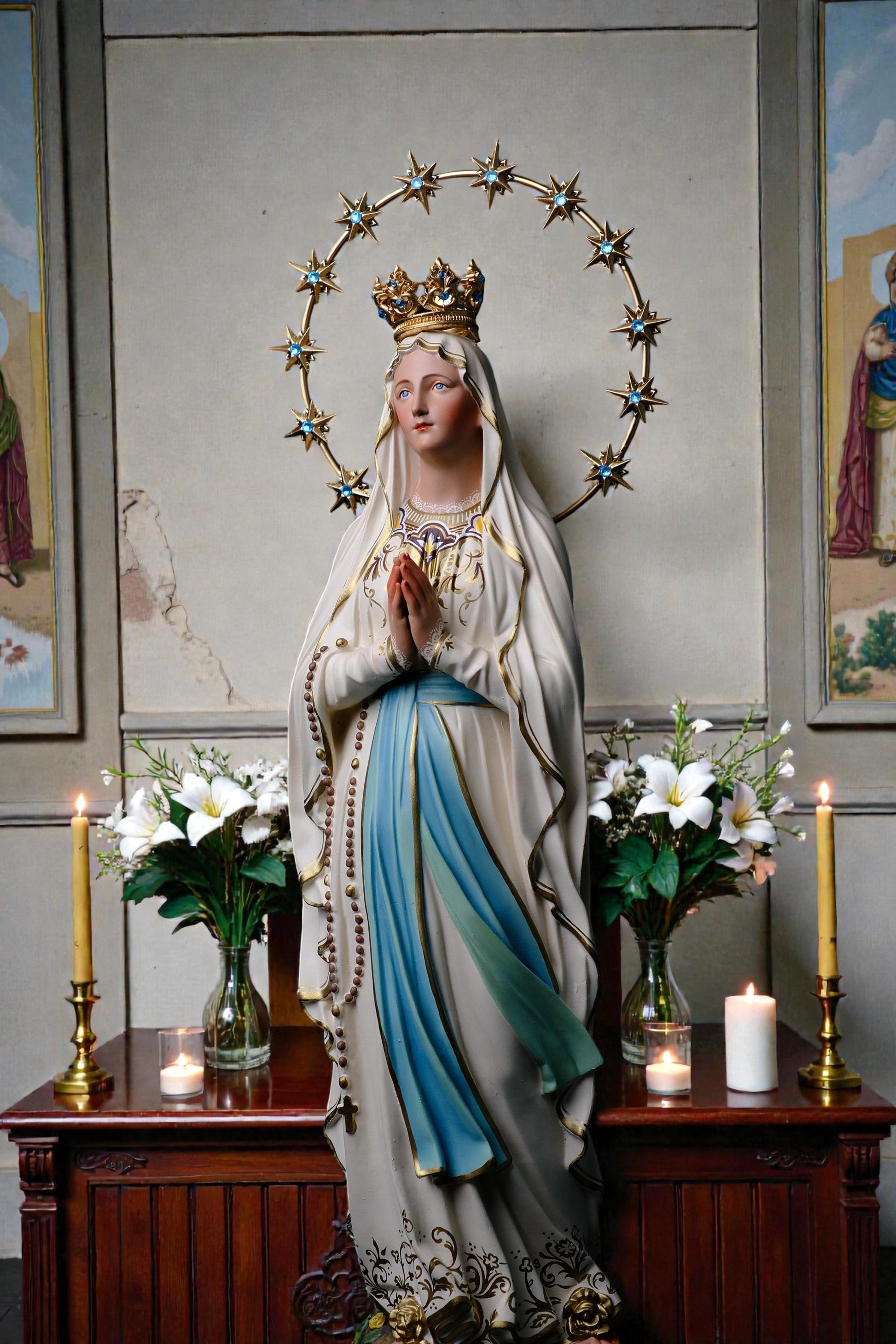 Hand-Painted Our Lady of Lourdes Statue 60cm Catholic Home Altar Decor (etsy image id: 7816736704)