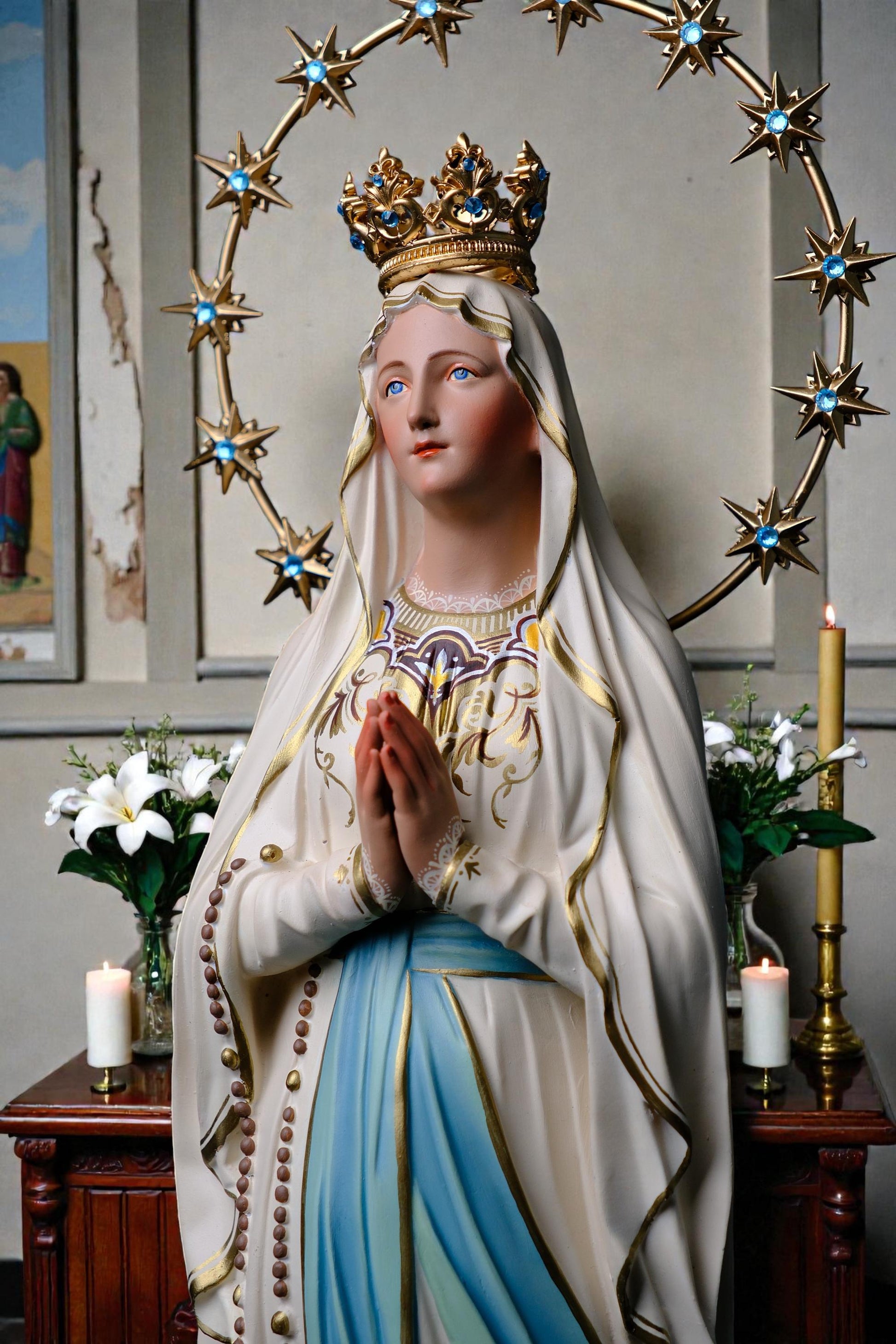 Hand-Painted Our Lady of Lourdes Statue 60cm Catholic Home Altar Decor (etsy image id: 7816736708)