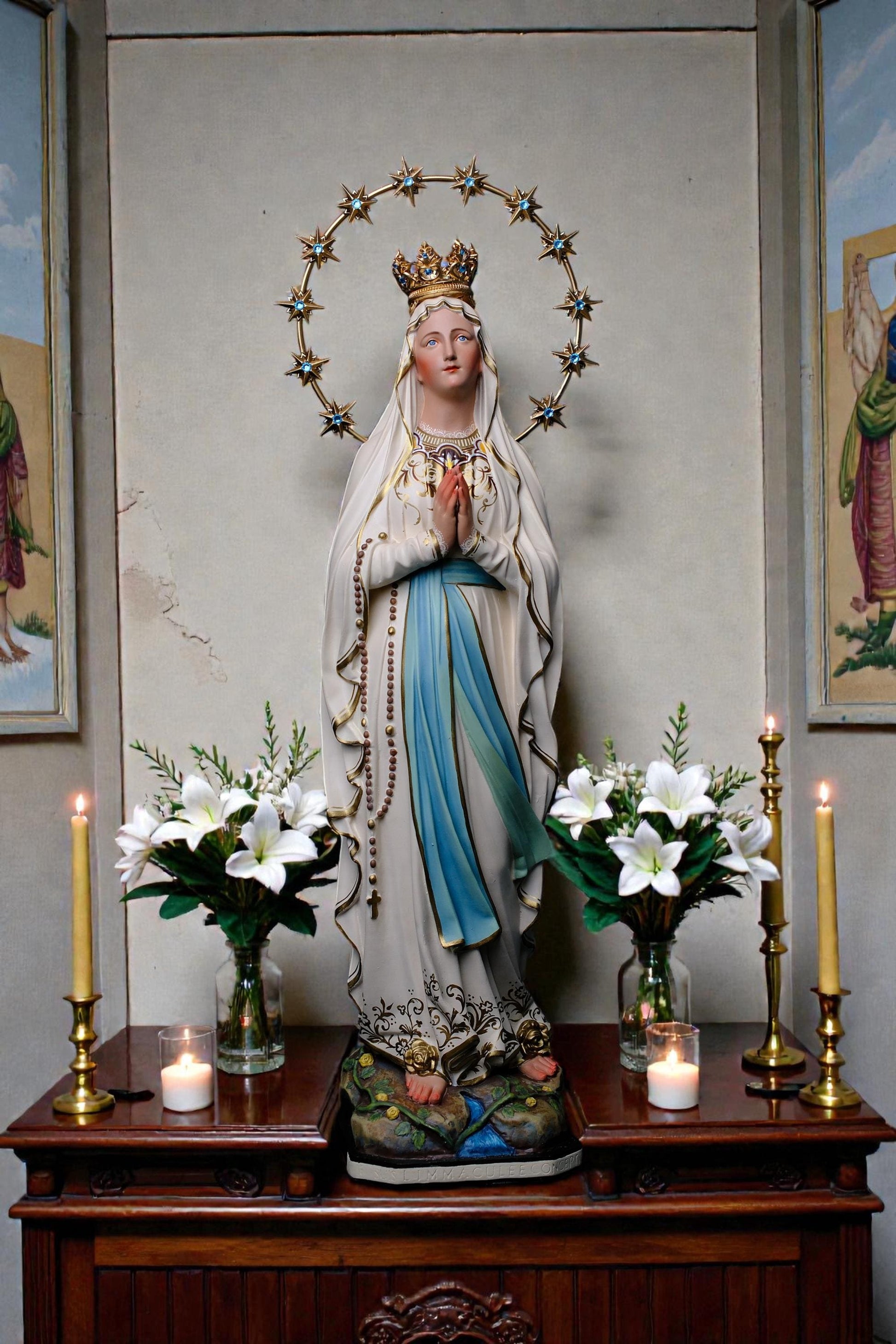 Hand-Painted Our Lady of Lourdes Statue 60cm Catholic Home Altar Decor (etsy image id: 7816739662)