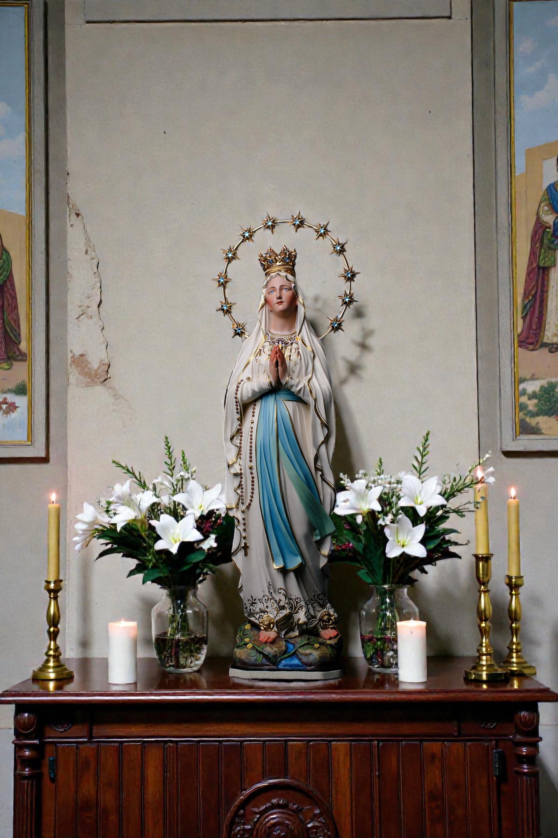 Hand-Painted Our Lady of Lourdes Statue 60cm Catholic Home Altar Decor (etsy image id: 7816739688)