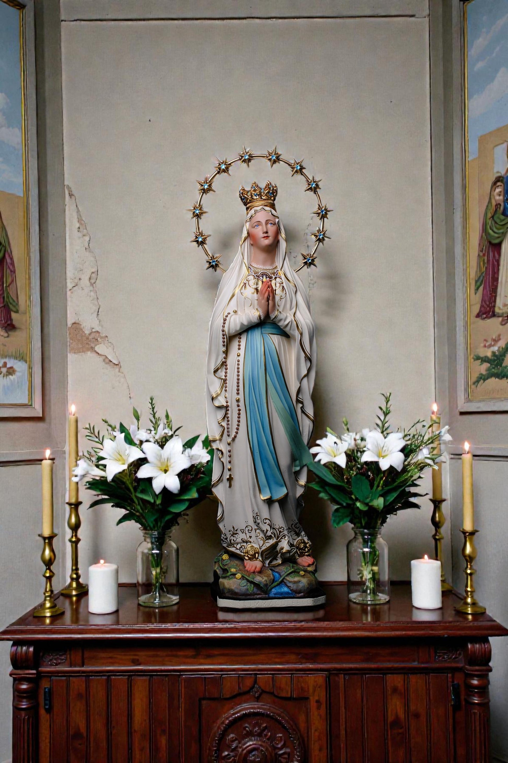 Hand-Painted Our Lady of Lourdes Statue 60cm Catholic Home Altar Decor (etsy image id: 7816739798)