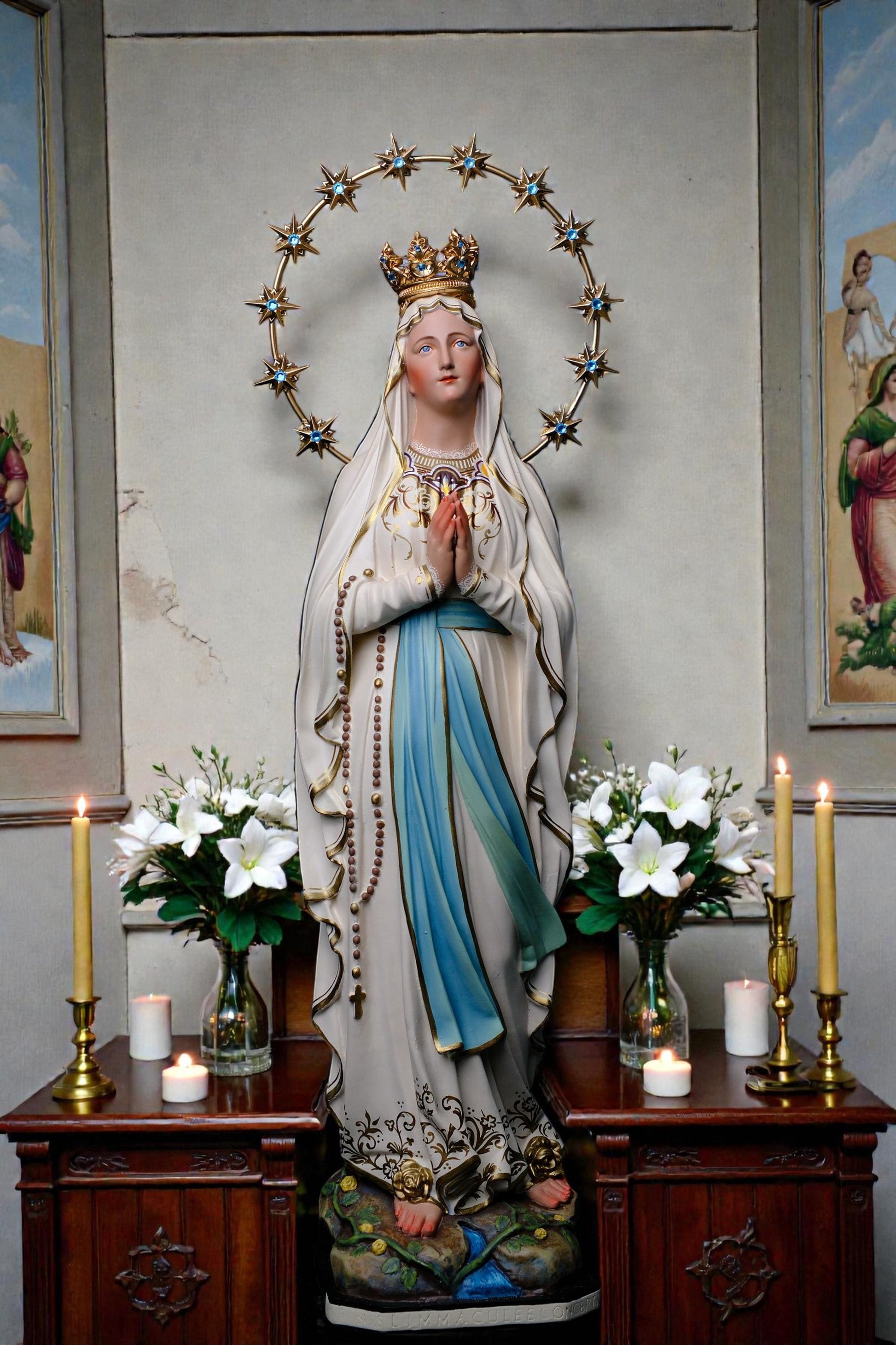 Hand-Painted Our Lady of Lourdes Statue 60cm Catholic Home Altar Decor (etsy image id: 7816739814)