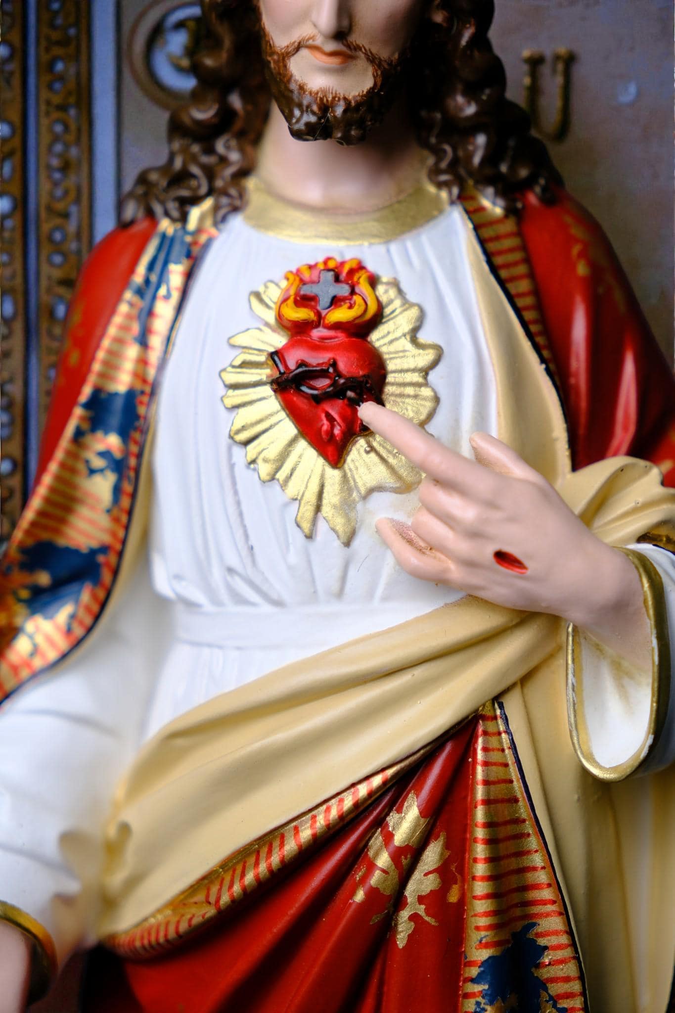 Hand Painted Sacred Heart of Jesus Statue 30cm Catholic Home Altar Decor Stone Powder (etsy image id: 7824248222)