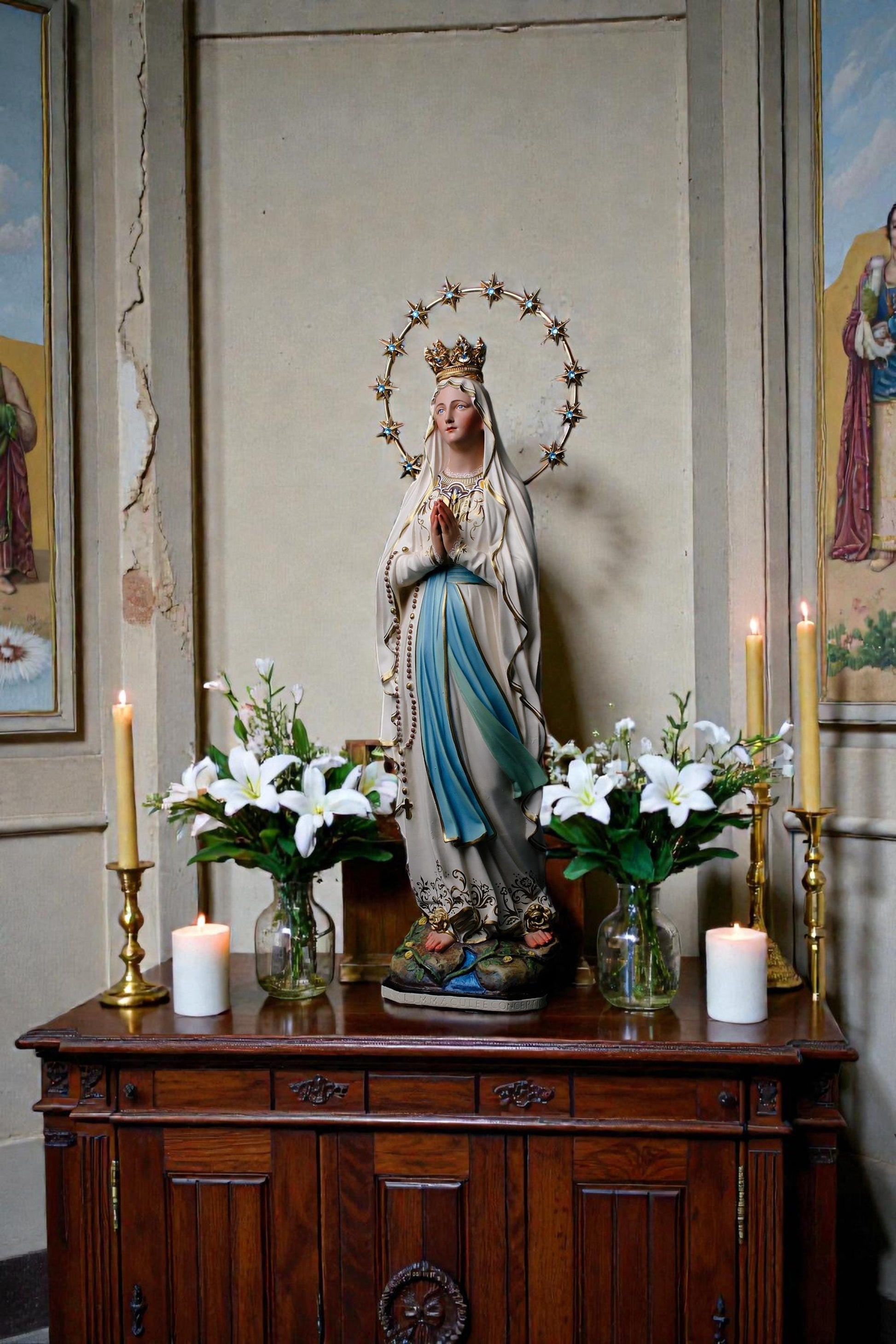 Hand-Painted Our Lady of Lourdes Statue 60cm Catholic Home Altar Decor (etsy image id: 7864677881)