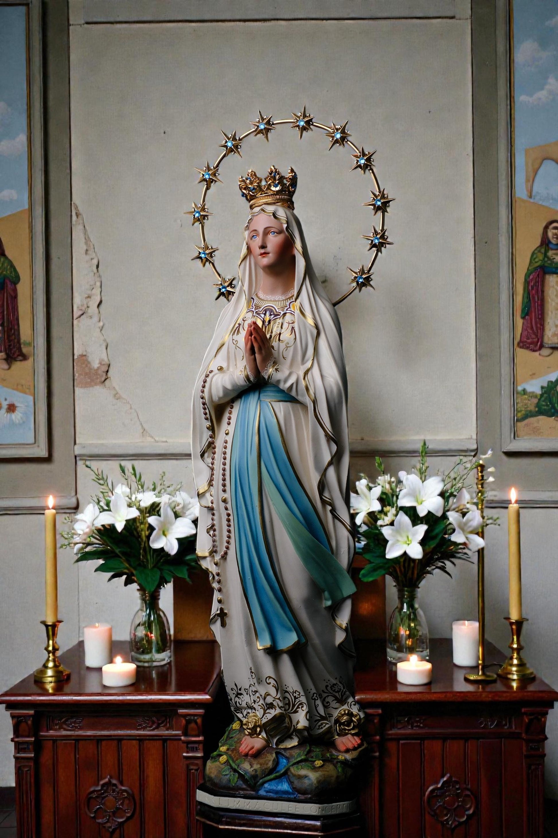 Hand-Painted Our Lady of Lourdes Statue 60cm Catholic Home Altar Decor (etsy image id: 7864677883)
