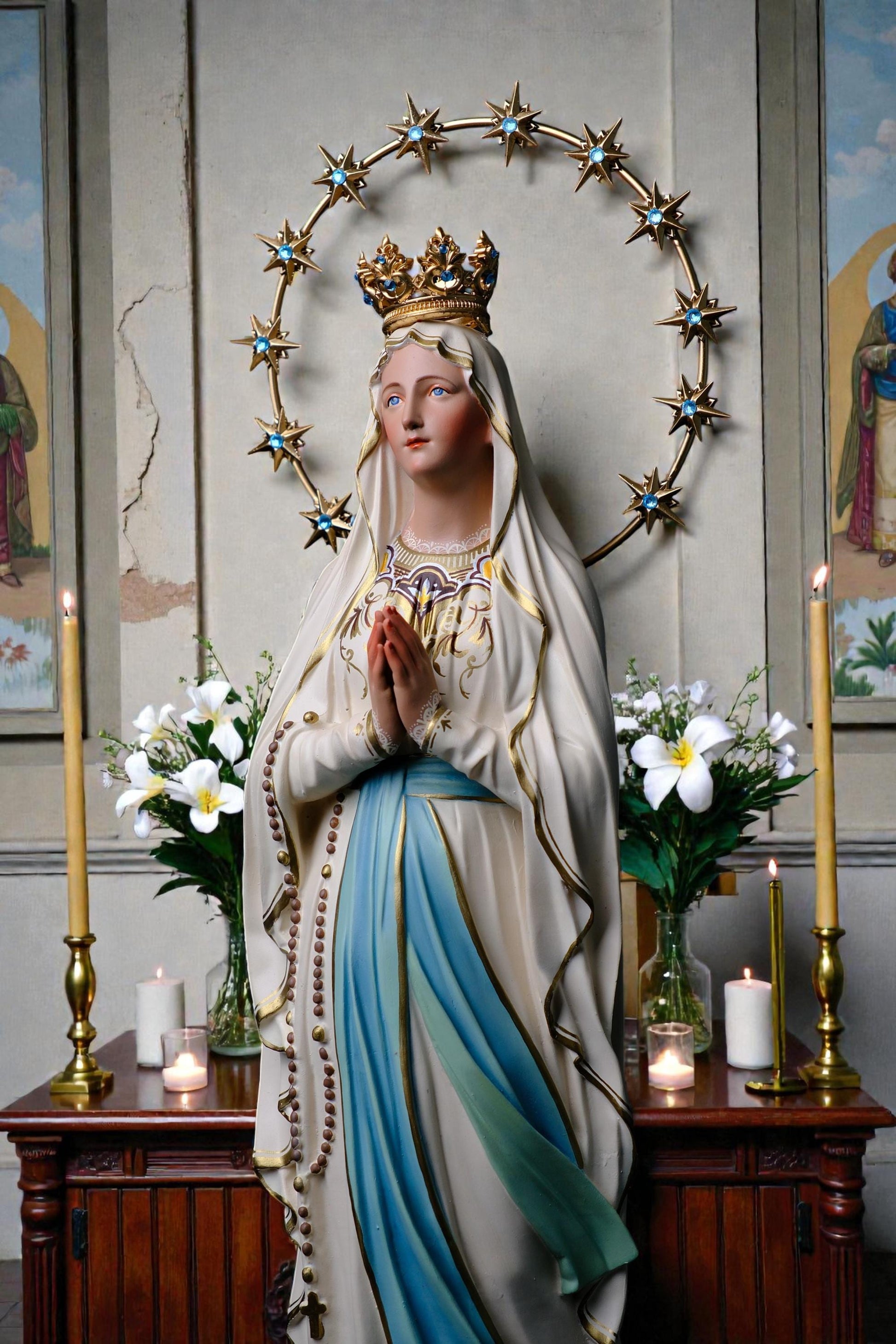 Hand-Painted Our Lady of Lourdes Statue 60cm Catholic Home Altar Decor (etsy image id: 7864677891)