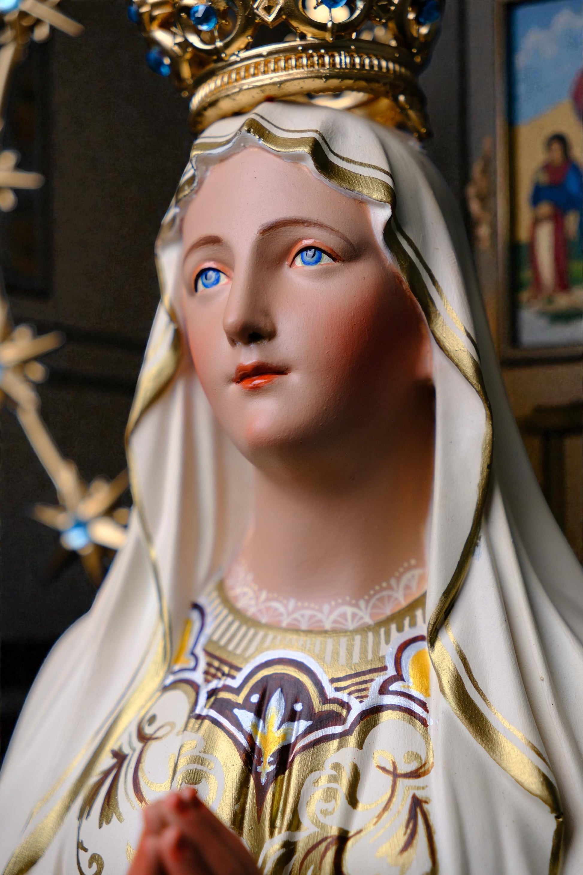 Hand-Painted Our Lady of Lourdes Statue 60cm Catholic Home Altar Decor (etsy image id: 7864677901)