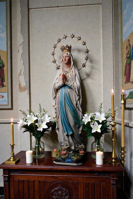 Hand-Painted Our Lady of Lourdes Statue 60cm Catholic Home Altar Decor (etsy image id: 7864679501)