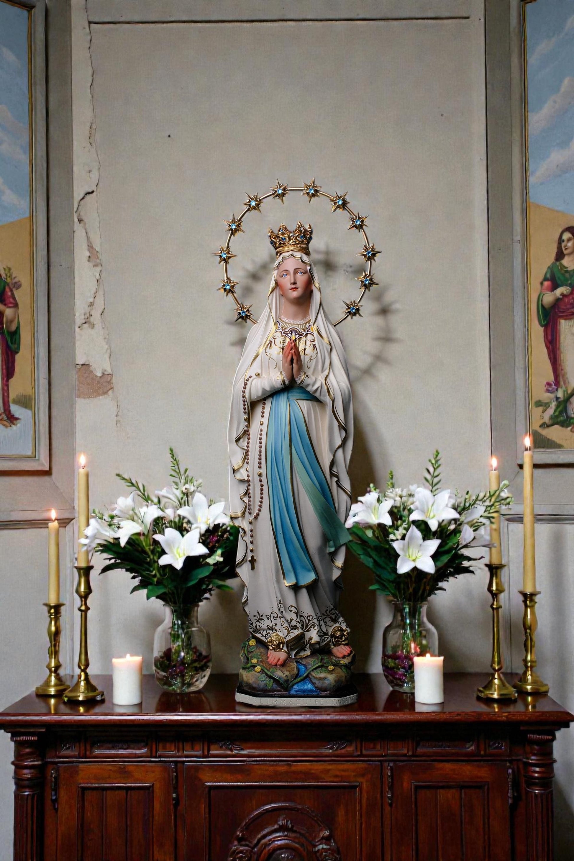 Hand-Painted Our Lady of Lourdes Statue 60cm Catholic Home Altar Decor (etsy image id: 7864680787)