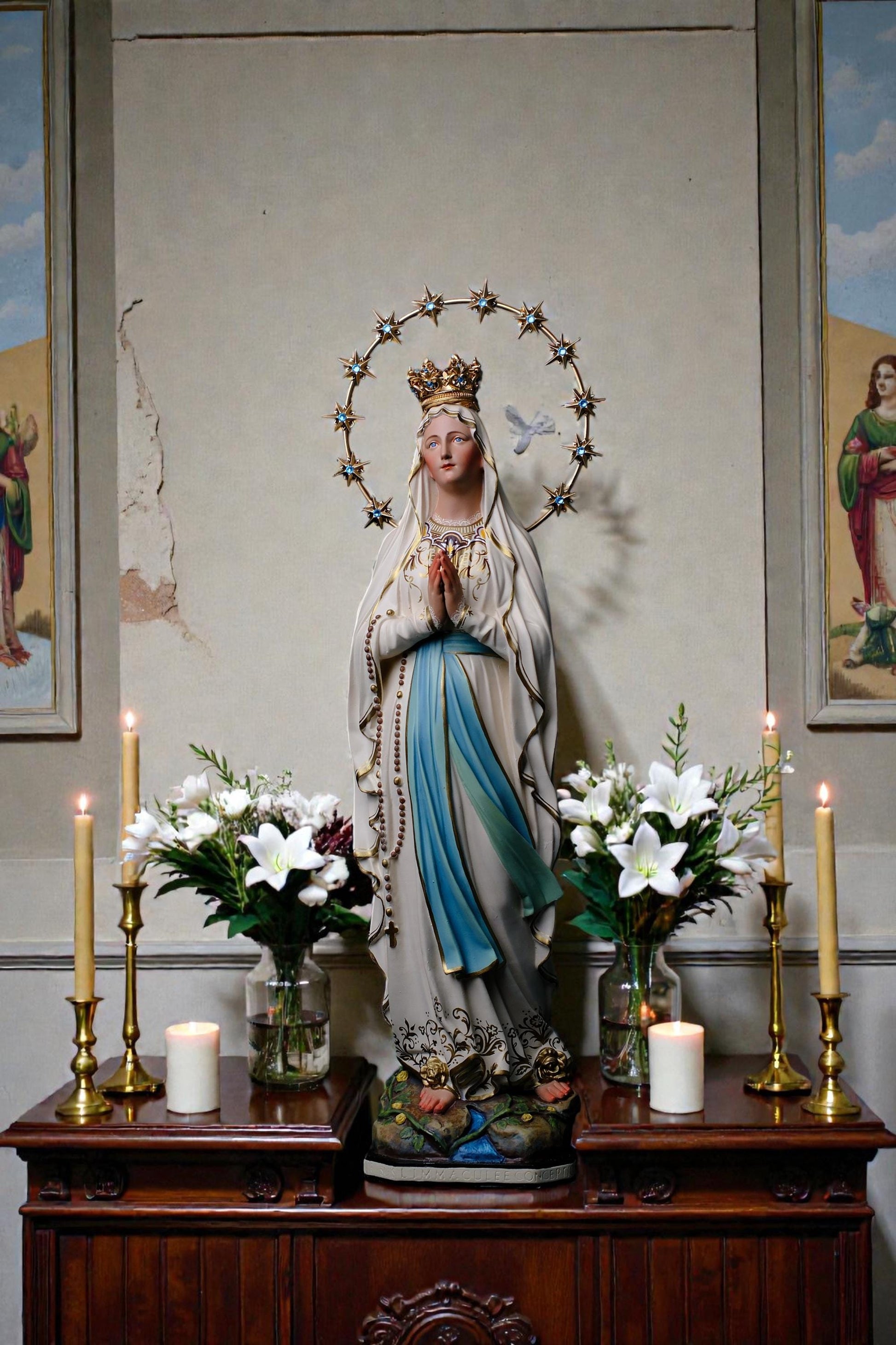 Hand-Painted Our Lady of Lourdes Statue 60cm Catholic Home Altar Decor (etsy image id: 7864680815)