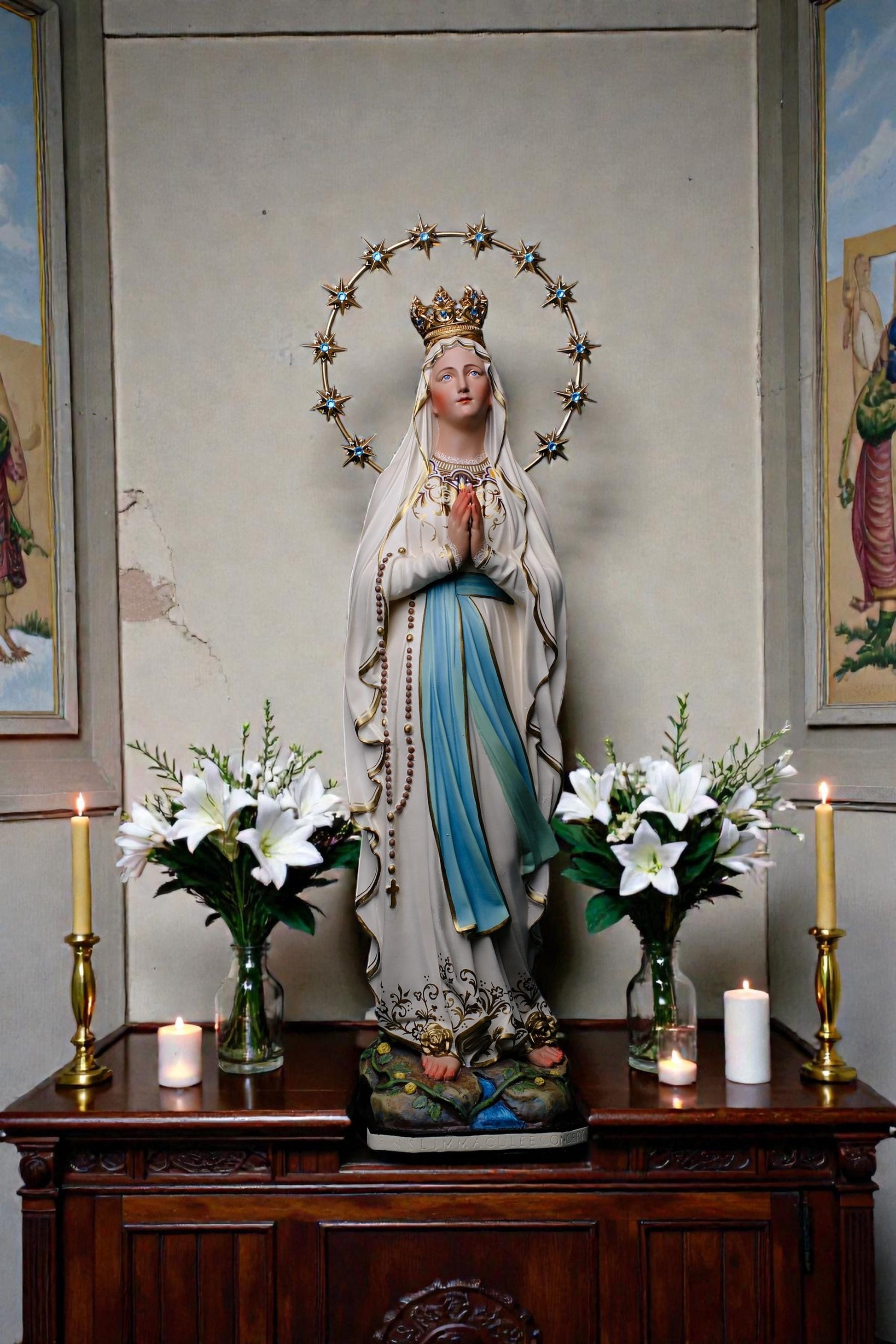 Hand-Painted Our Lady of Lourdes Statue 60cm Catholic Home Altar Decor (etsy image id: 7864680913)