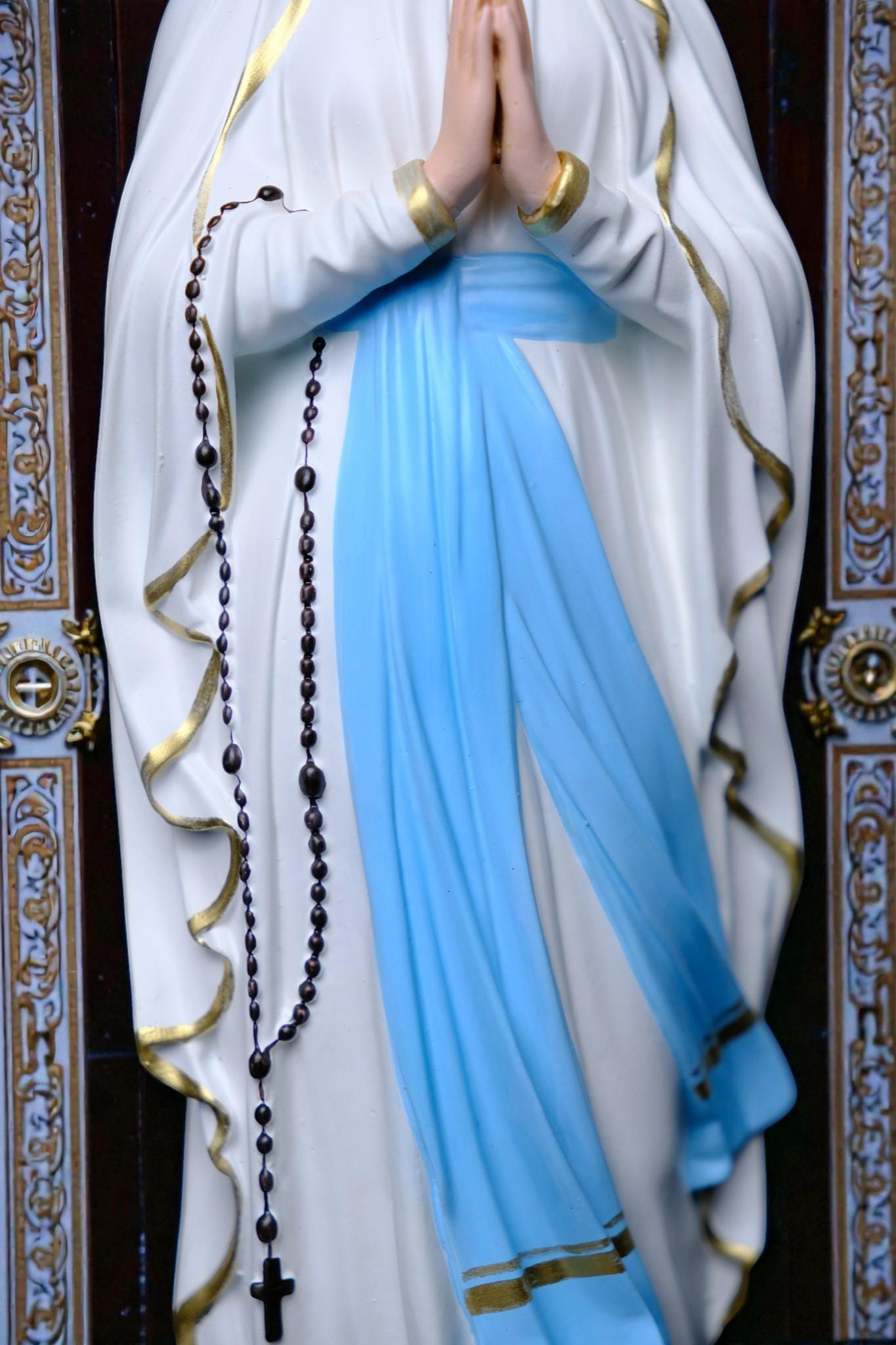 Our Lady of Lourdes Statue 30cm Catholic Home Altar Decor (Stone Powder, Metal Halo) (etsy image id: 7876557465)