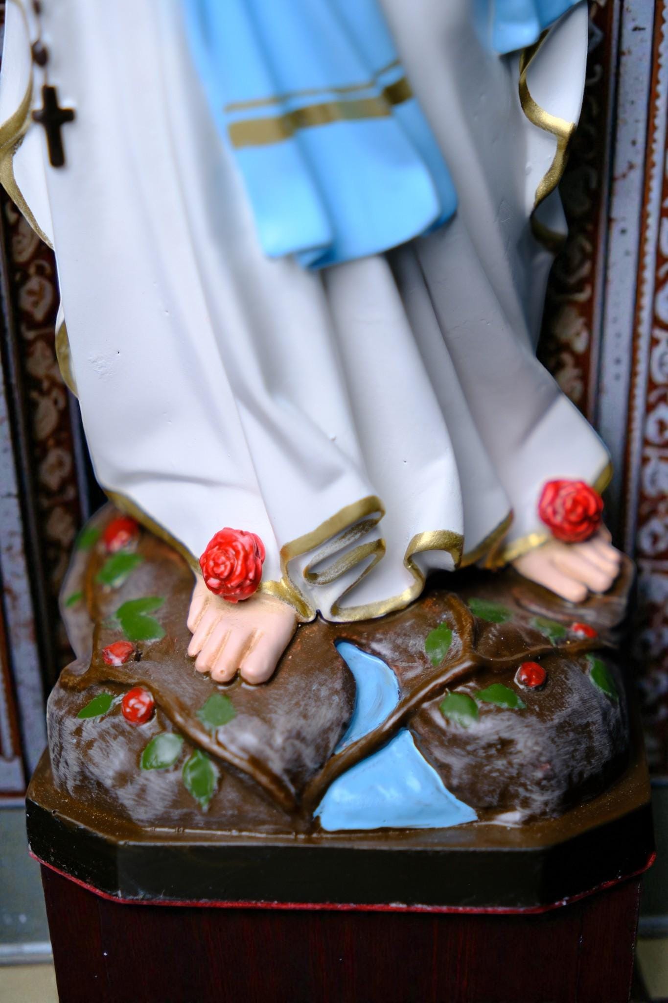 Our Lady of Lourdes Statue 30cm Catholic Home Altar Decor (Stone Powder, Metal Halo) (etsy image id: 7876557483)