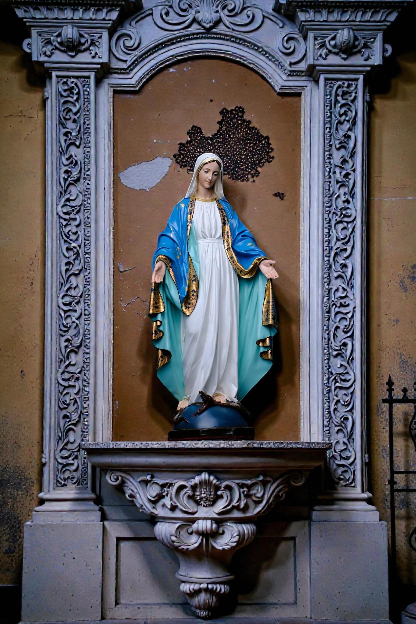 Our Lady of Grace Statue 30cm Hand-Painted Catholic Home Altar Decor (11.8 inches) (etsy image id: 7876579025)