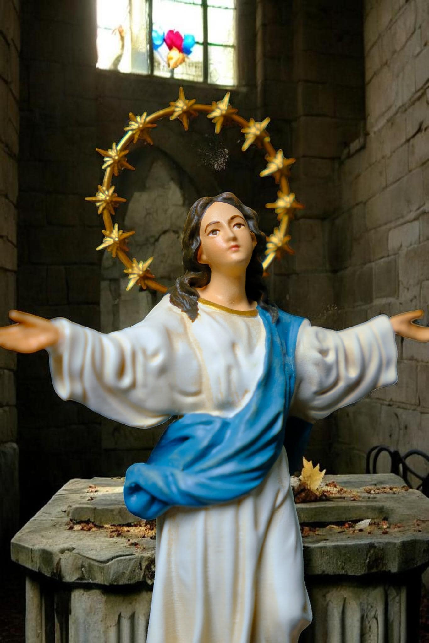 Hand-Painted Assumption of Mary Statue 15cm Catholic Figurine Home Altar Decor Christian Collectible (etsy image id: 7918158120)