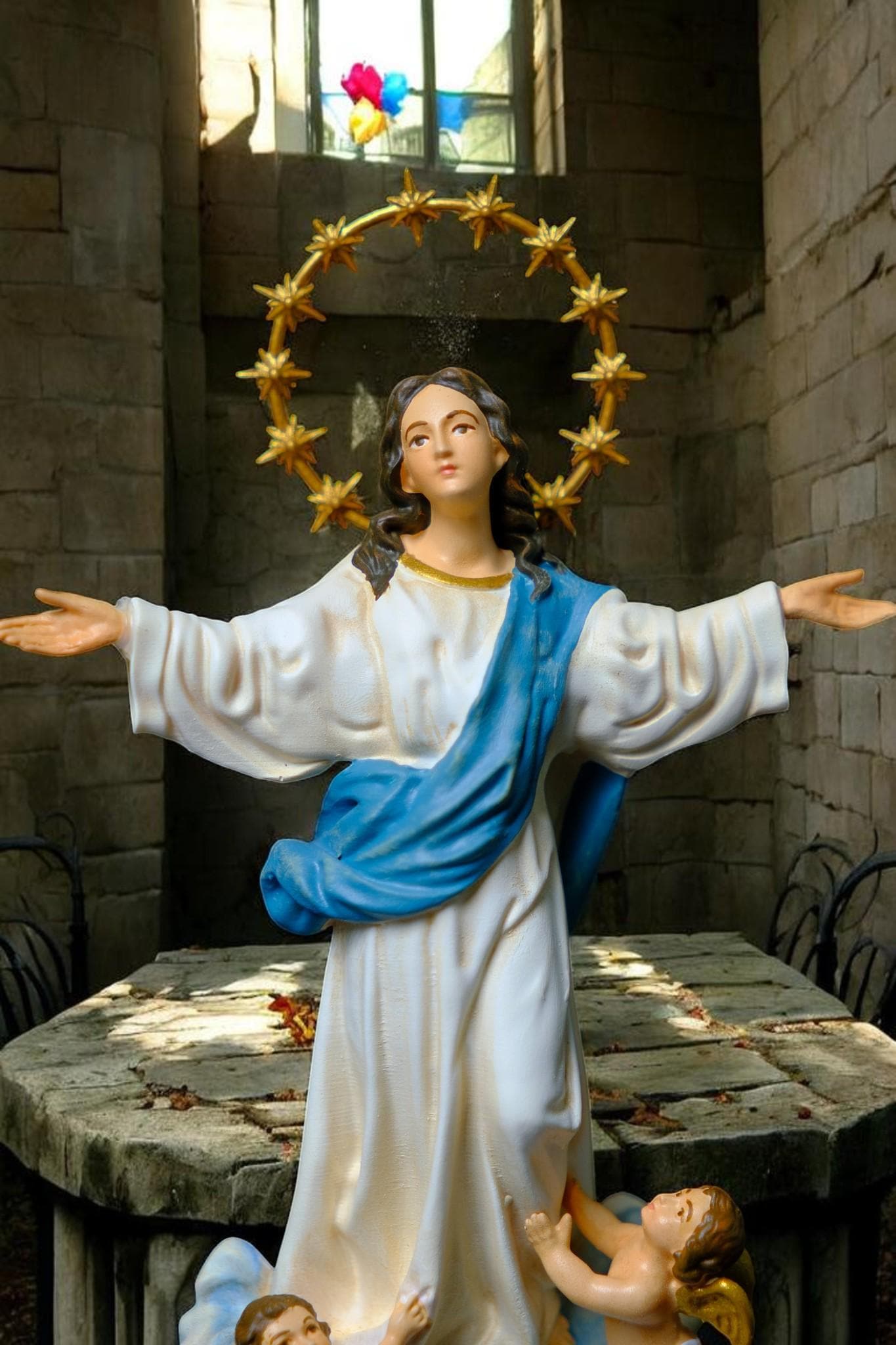 Hand-Painted Assumption of Mary Statue 15cm Catholic Figurine Home Altar Decor Christian Collectible (etsy image id: 7918159588)