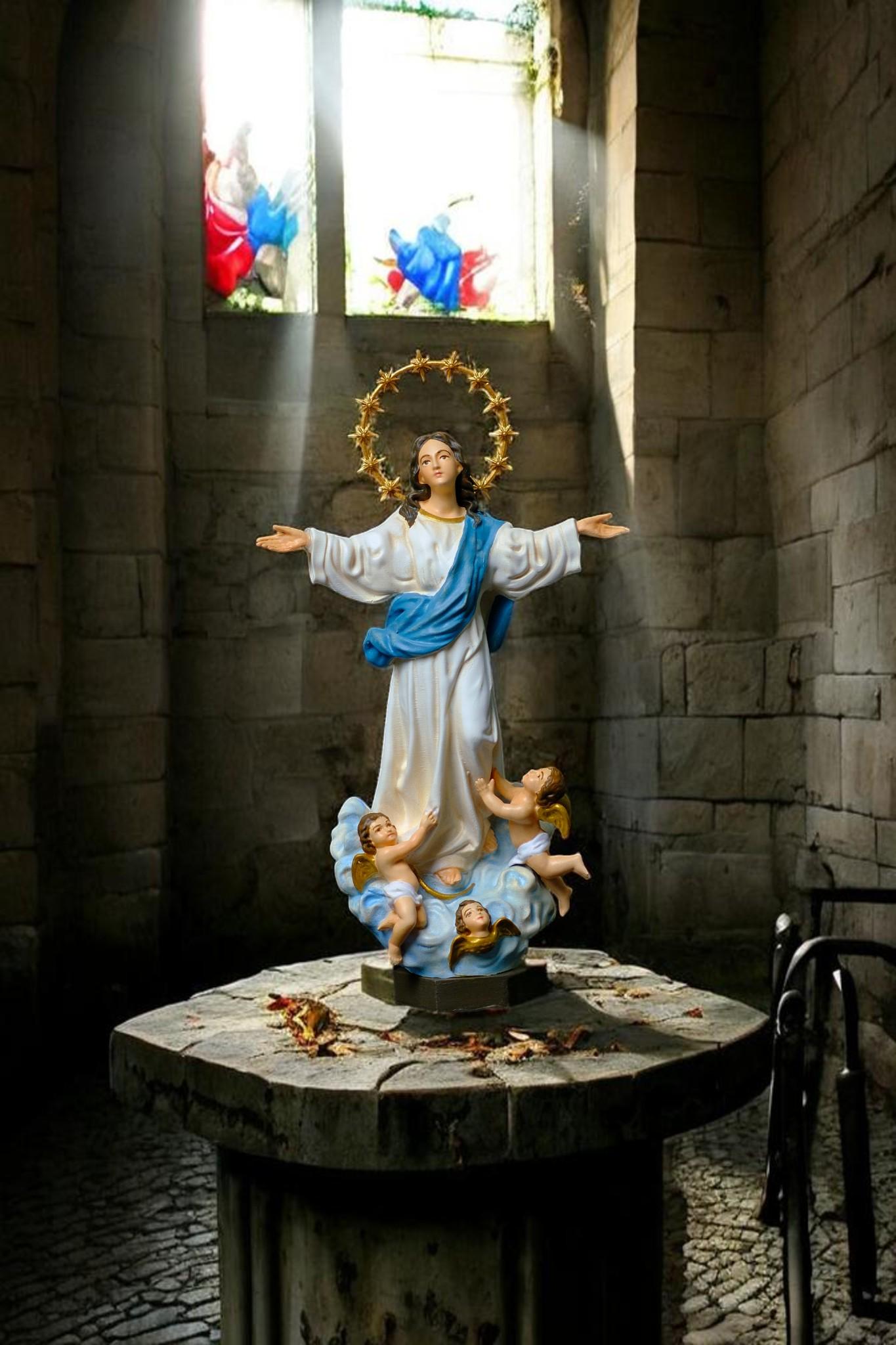 Hand-Painted Assumption of Mary Statue 15cm Catholic Figurine Home Altar Decor Christian Collectible (etsy image id: 7918159608)