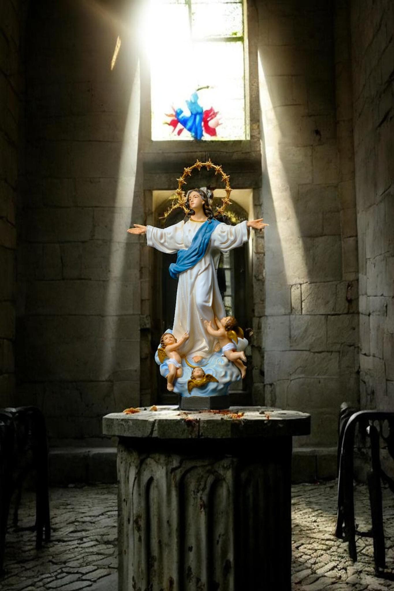 Hand-Painted Assumption of Mary Statue 15cm Catholic Figurine Home Altar Decor Christian Collectible (etsy image id: 7918160218)