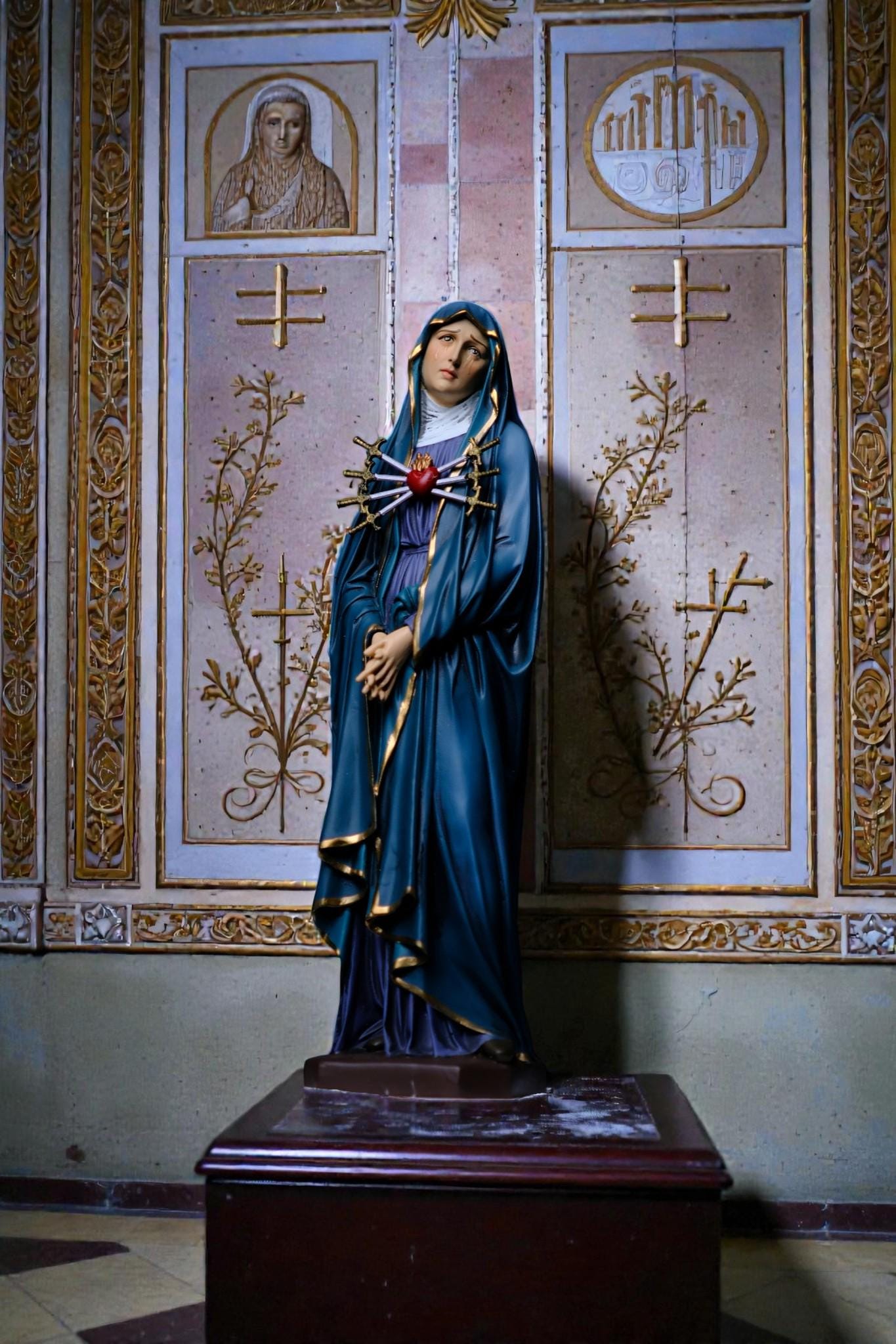 Hand-Painted Our Lady of Sorrows Statue | 30cm Catholic Decor (etsy image id: 7948392647)