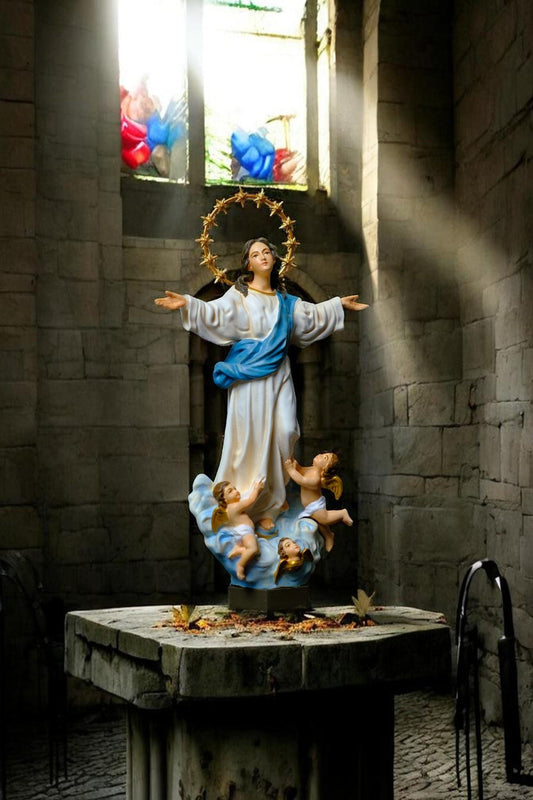 Hand-Painted Assumption of Mary Statue 15cm Catholic Figurine Home Altar Decor Christian Collectible (etsy image id: 7966112139)