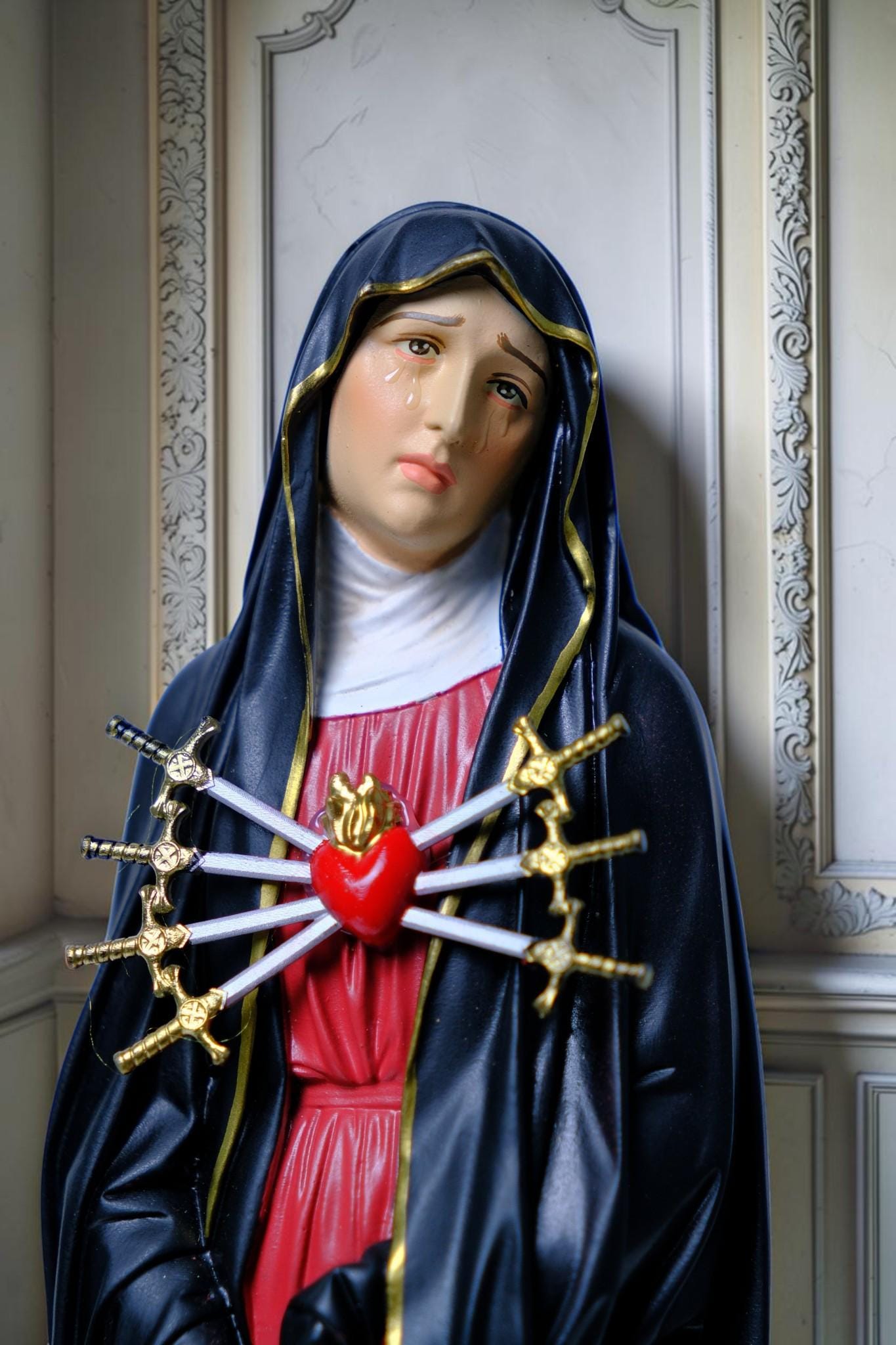 Our Lady of Sorrows Statue 30cm Hand-Painted Catholic Figurine Home Altar Decor (etsy image id: 7969907338)