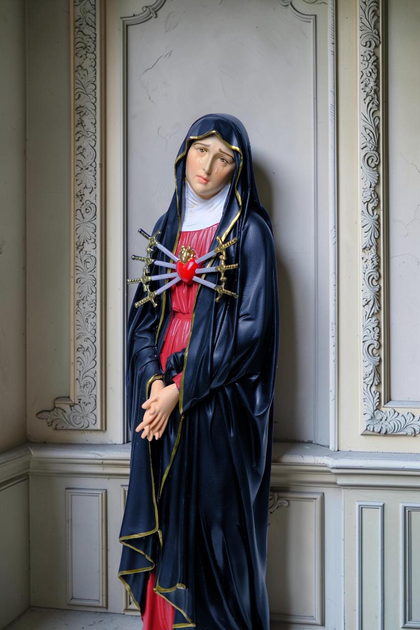 Our Lady of Sorrows Statue 30cm Hand-Painted Catholic Figurine Home Altar Decor (etsy image id: 7969913284)