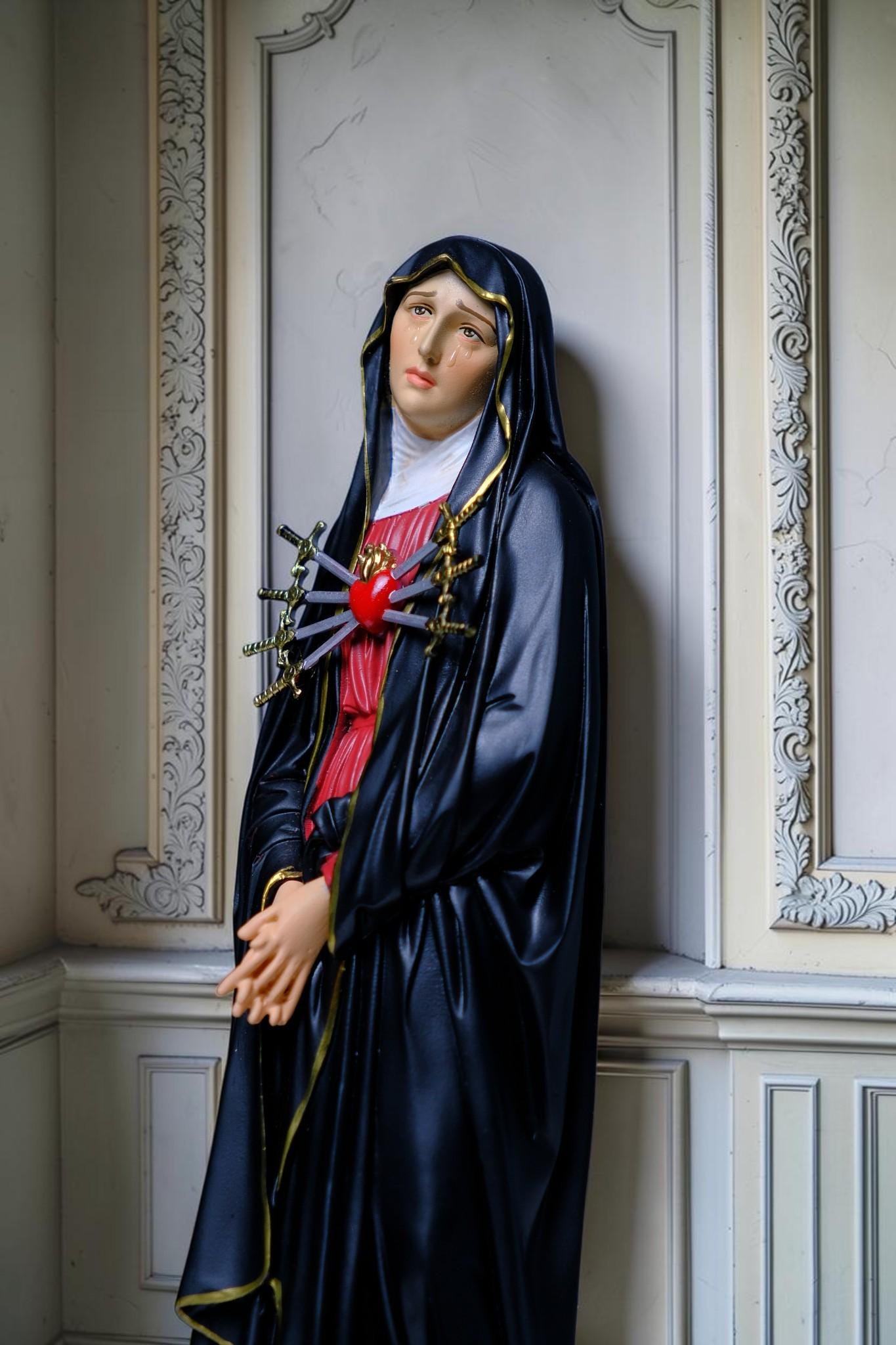 Our Lady of Sorrows Statue 30cm Hand-Painted Catholic Figurine Home Altar Decor (etsy image id: 7969914606)