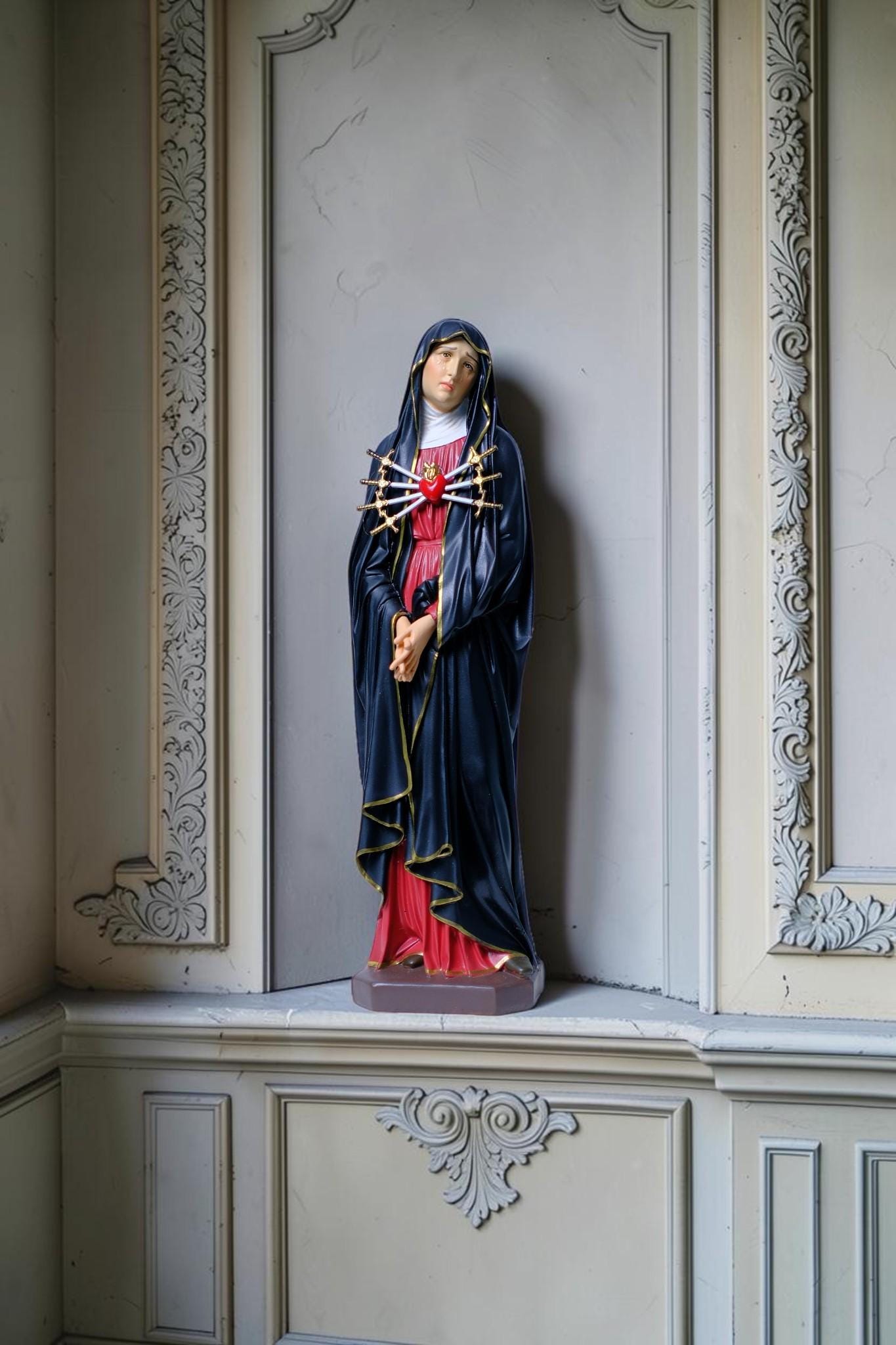 Our Lady of Sorrows Statue 30cm Hand-Painted Catholic Figurine Home Altar Decor (etsy image id: 8017857123)