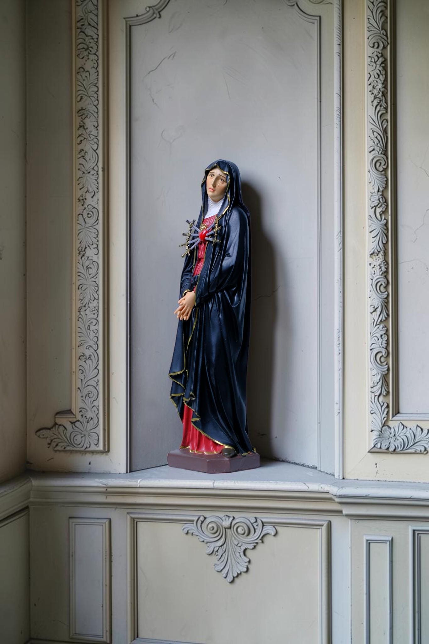 Our Lady of Sorrows Statue 30cm Hand-Painted Catholic Figurine Home Altar Decor (etsy image id: 8017862919)